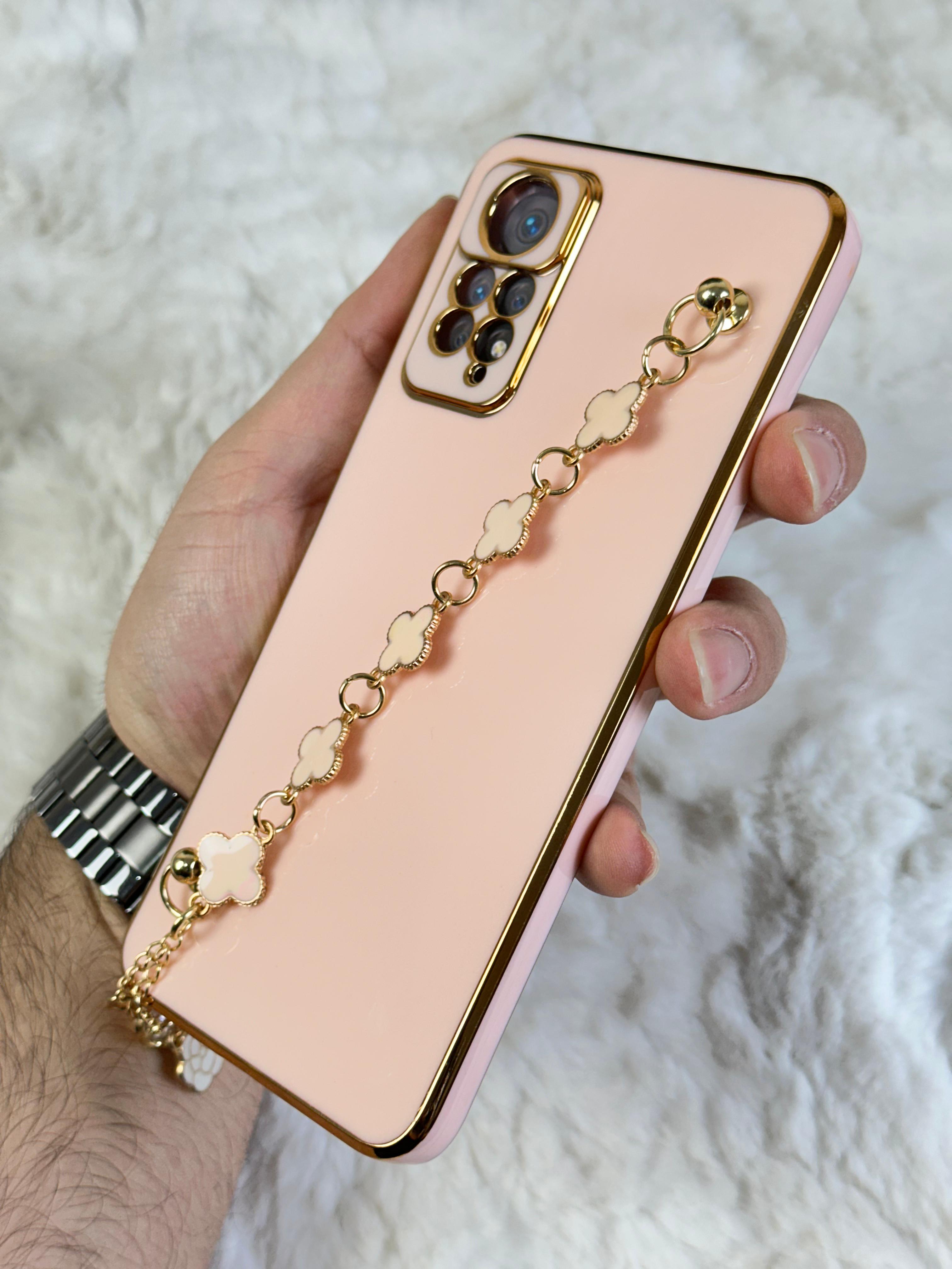 Xiaomi Redmi Note 11 Pro Gold Kenarlı Parlak Kamera Korumalı Elçek Kılıf - Pudra