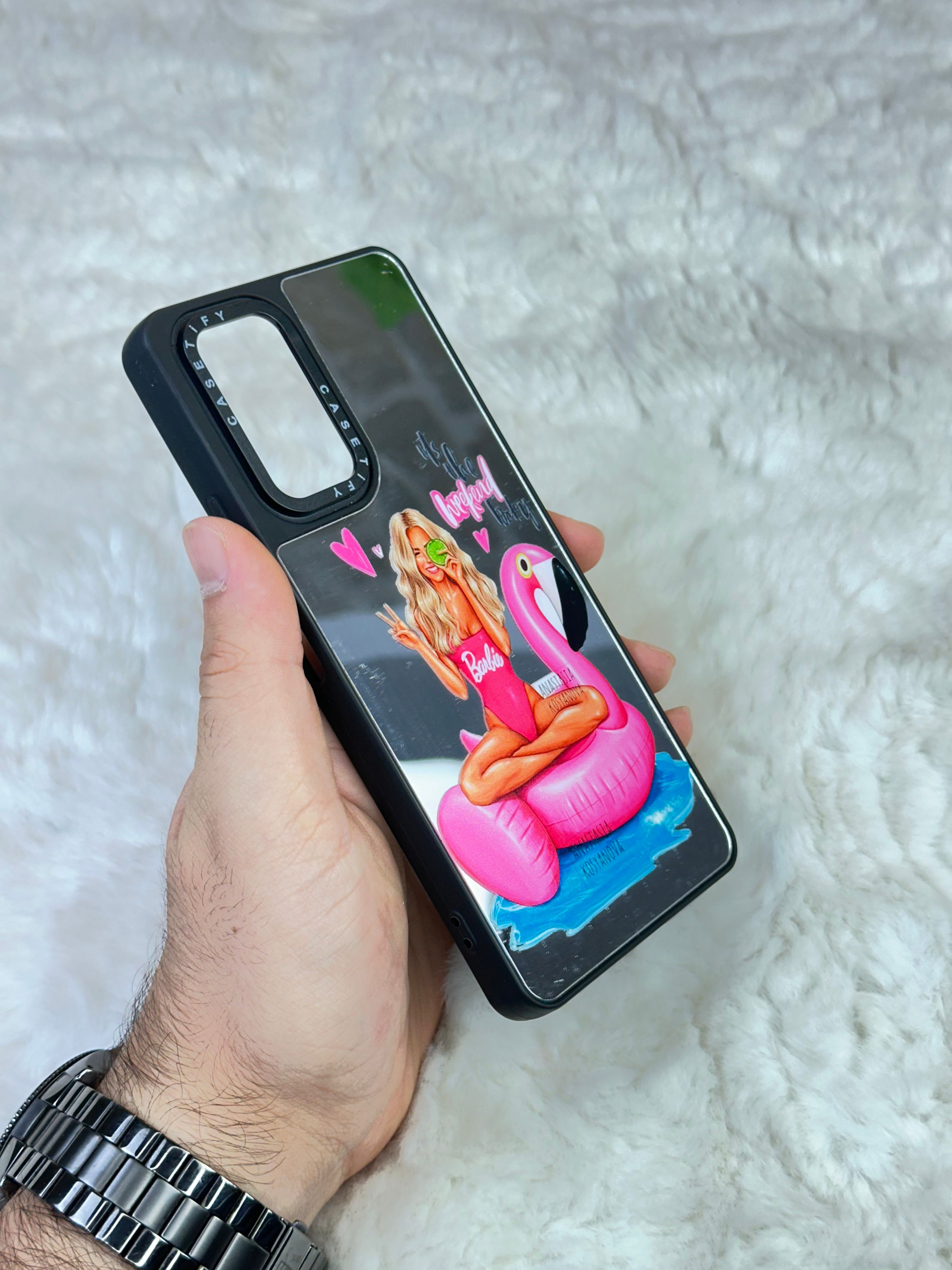 Xiaomi Note 11 Pro Barbie Desenli Sert Kapaklı Aynalı Kılıf 