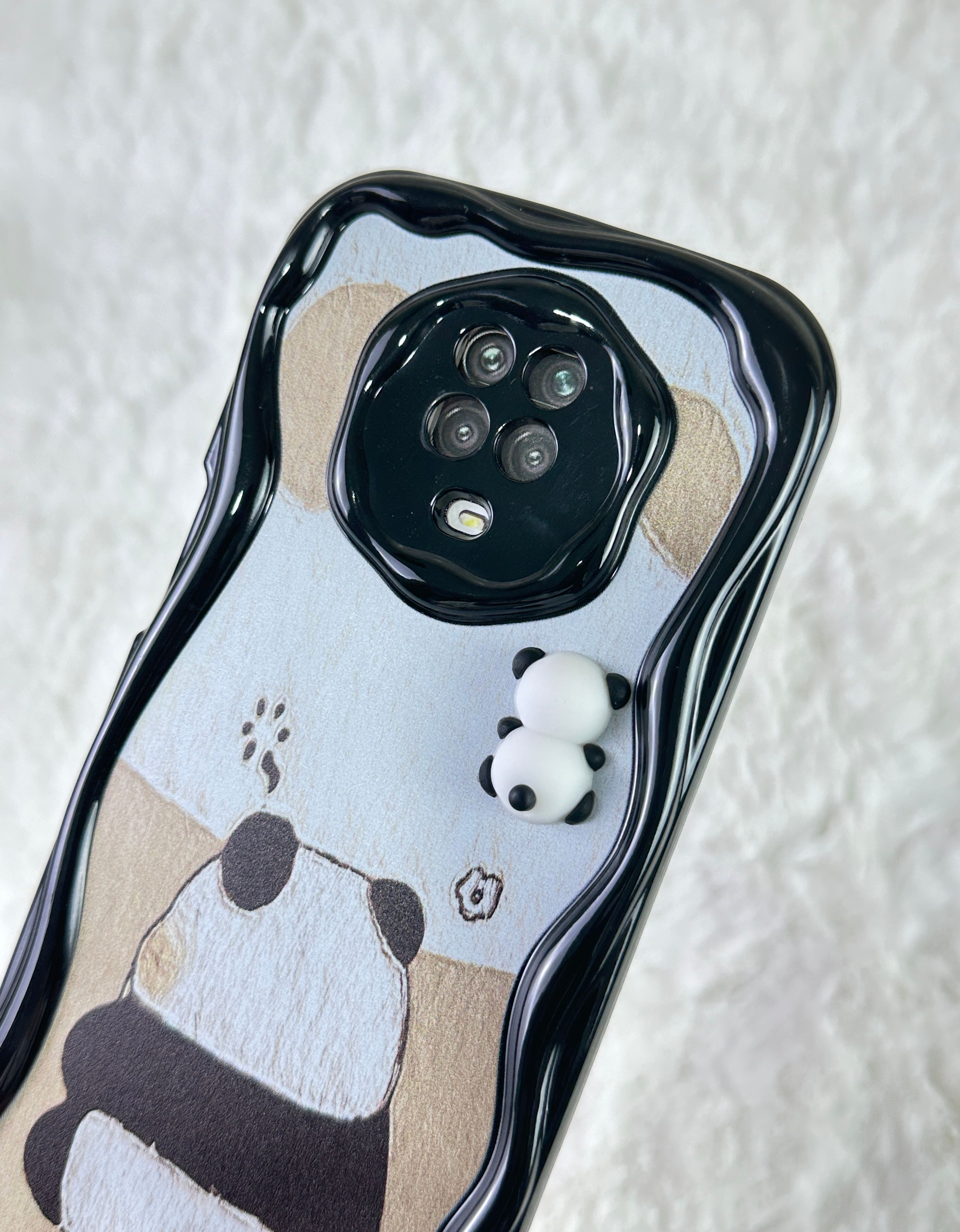 Redmi Note 9 Pro Sevimli Ayıcık Panda Desenli 3 Boyutlu Şirin Parlak Tasarım Panda Kılıf 