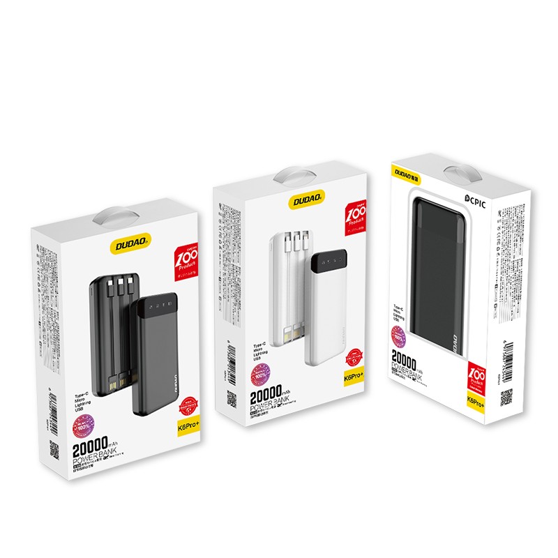 DUDAO K6PRO+ 20.000mAh Batarya 22.5W Hızlı Şarj Beyaz 