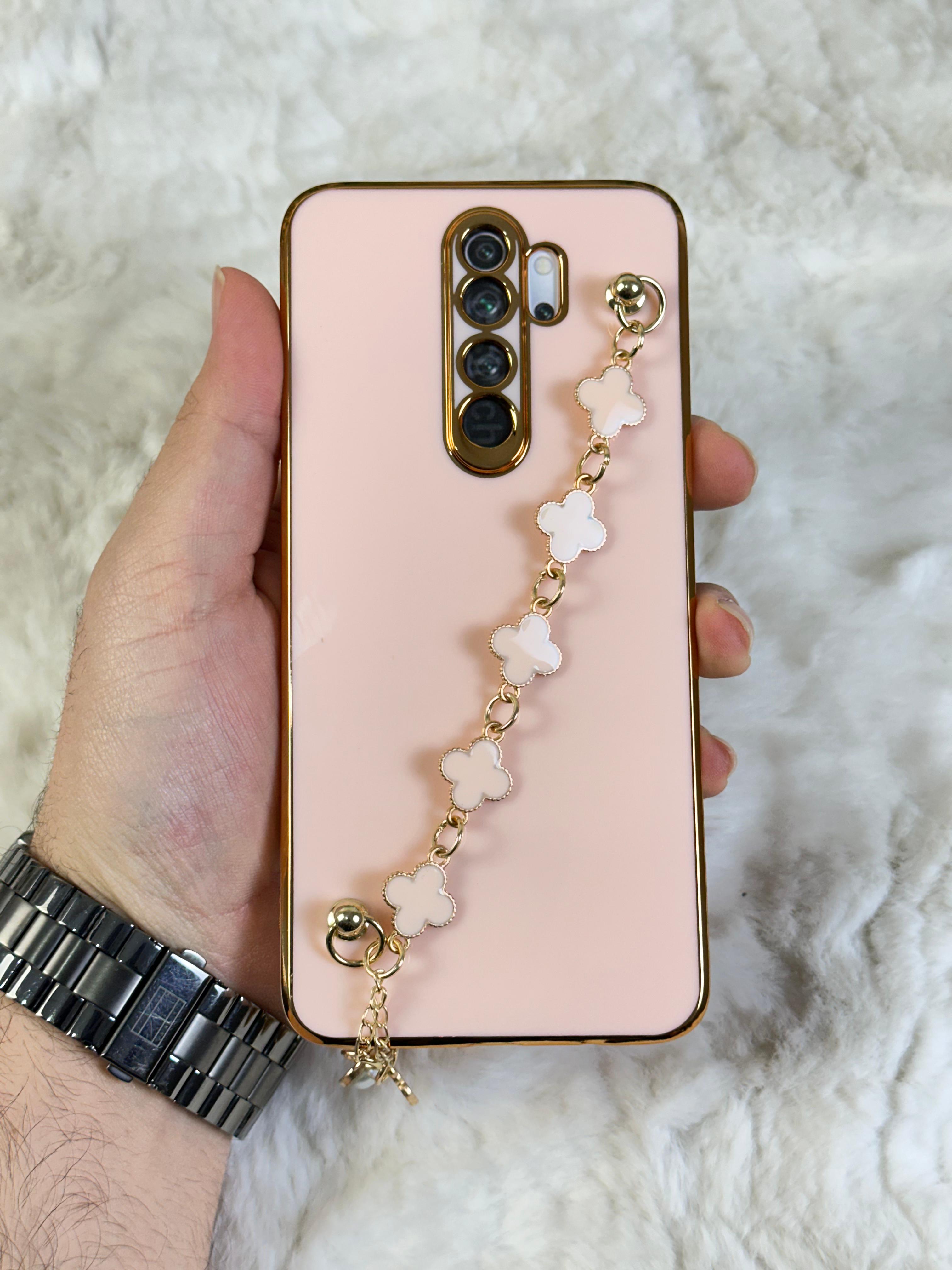 Xiaomi Redmi Note 8 Pro Gold Kenarlı Parlak Kamera Korumalı Elçek Kılıf