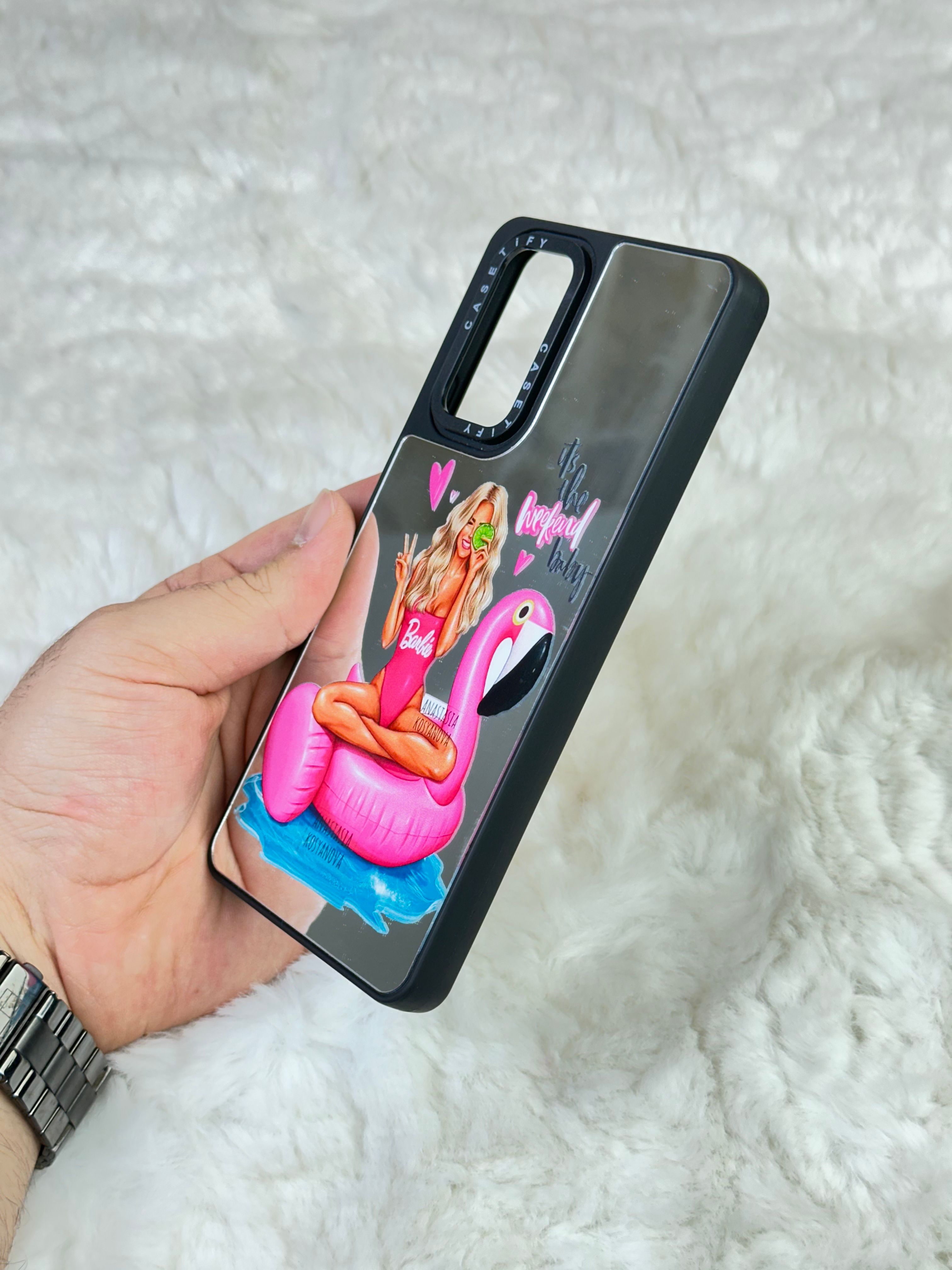 Xiaomi Note 11 Pro Barbie Desenli Sert Kapaklı Aynalı Kılıf 