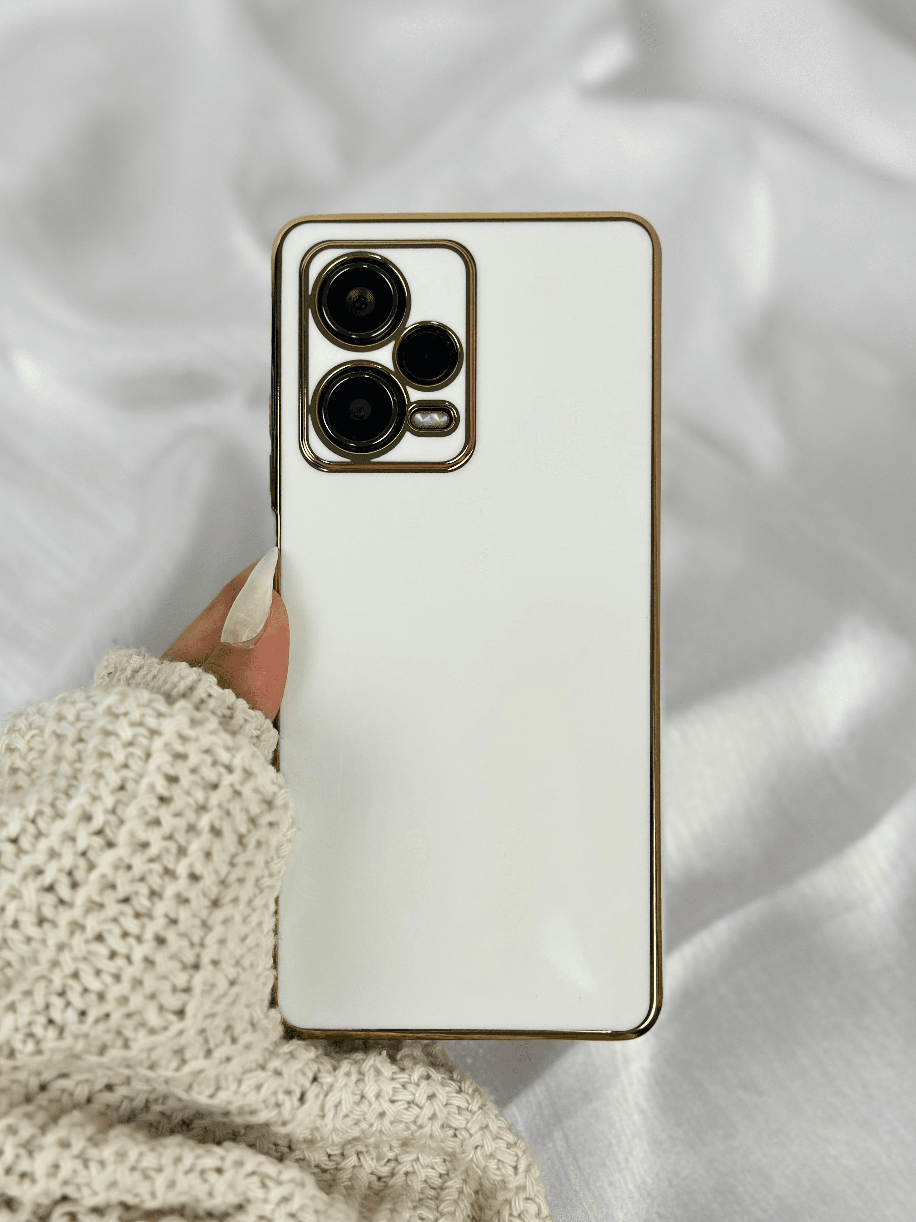 Xiaomi Redmi Note 12 Pro (5G) Gold Kenarlı Parlak Kamera Korumalı Bark Kılıf