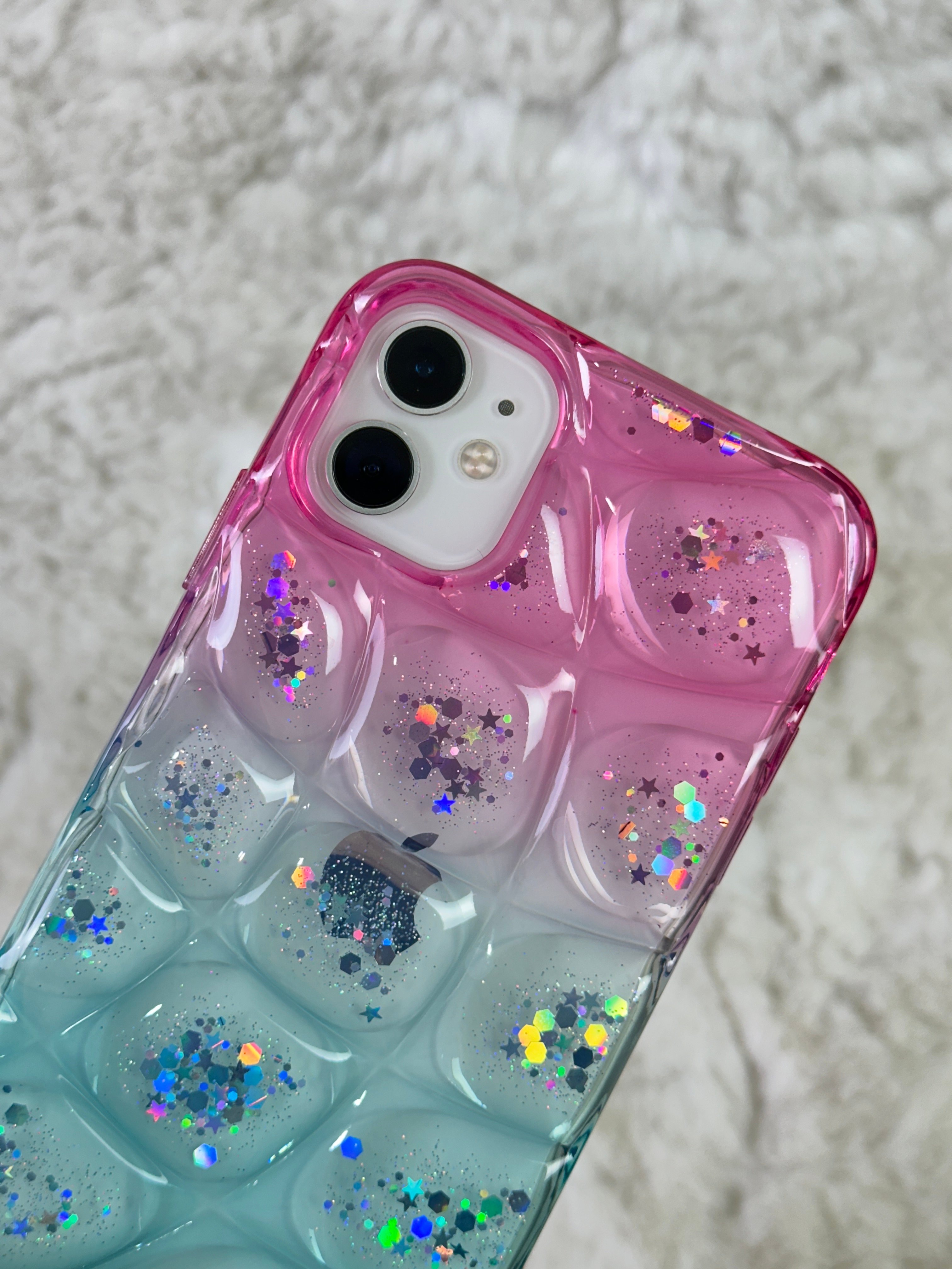 iPhone 11 ile Uyumlu Darbelere Karşı Dayanıklı Simli Kamera Çıkıntılı Çift Renkli Diamond Kılıf 