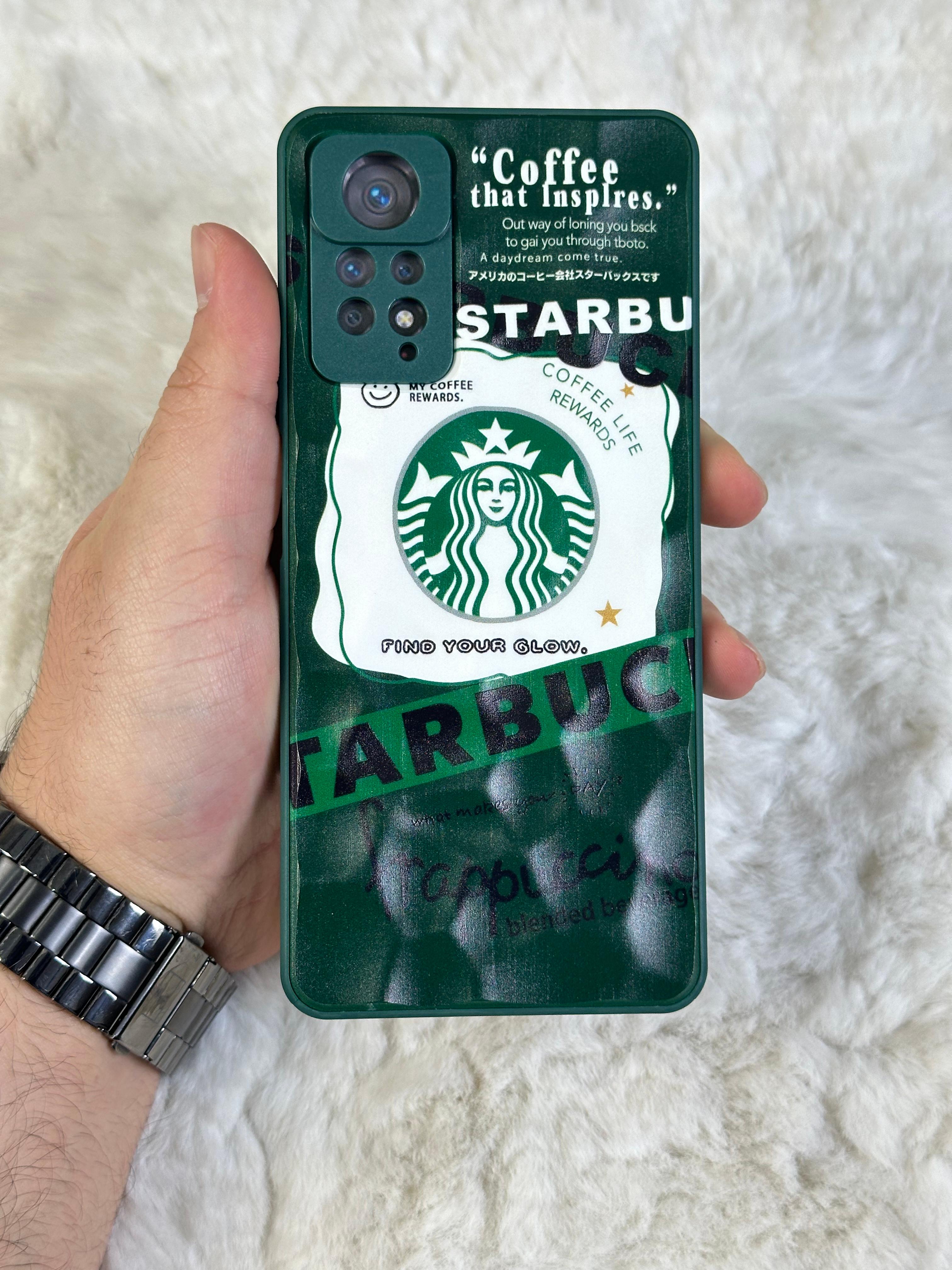 Xiaomi Note 11 Pro uyumlu Arkası Sert Kapaklı Yanları Silikonlu Starbucks-Nike Kılıf  - yeşil star