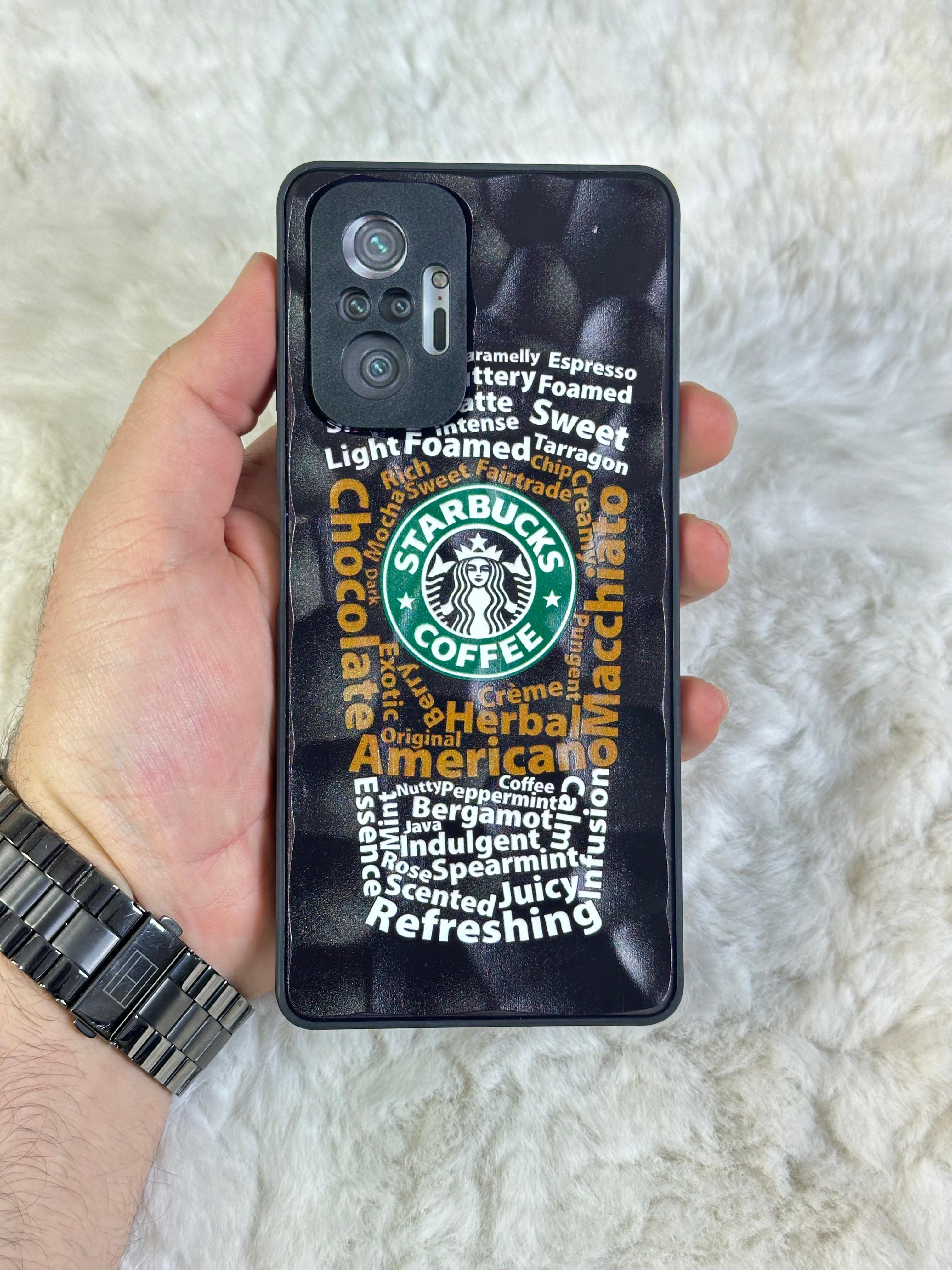 Xiaomi Note 10 Pro uyumlu Arkası Sert Kapaklı Yanları Silikonlu Starbucks-Nike Kılıf  - siyah star