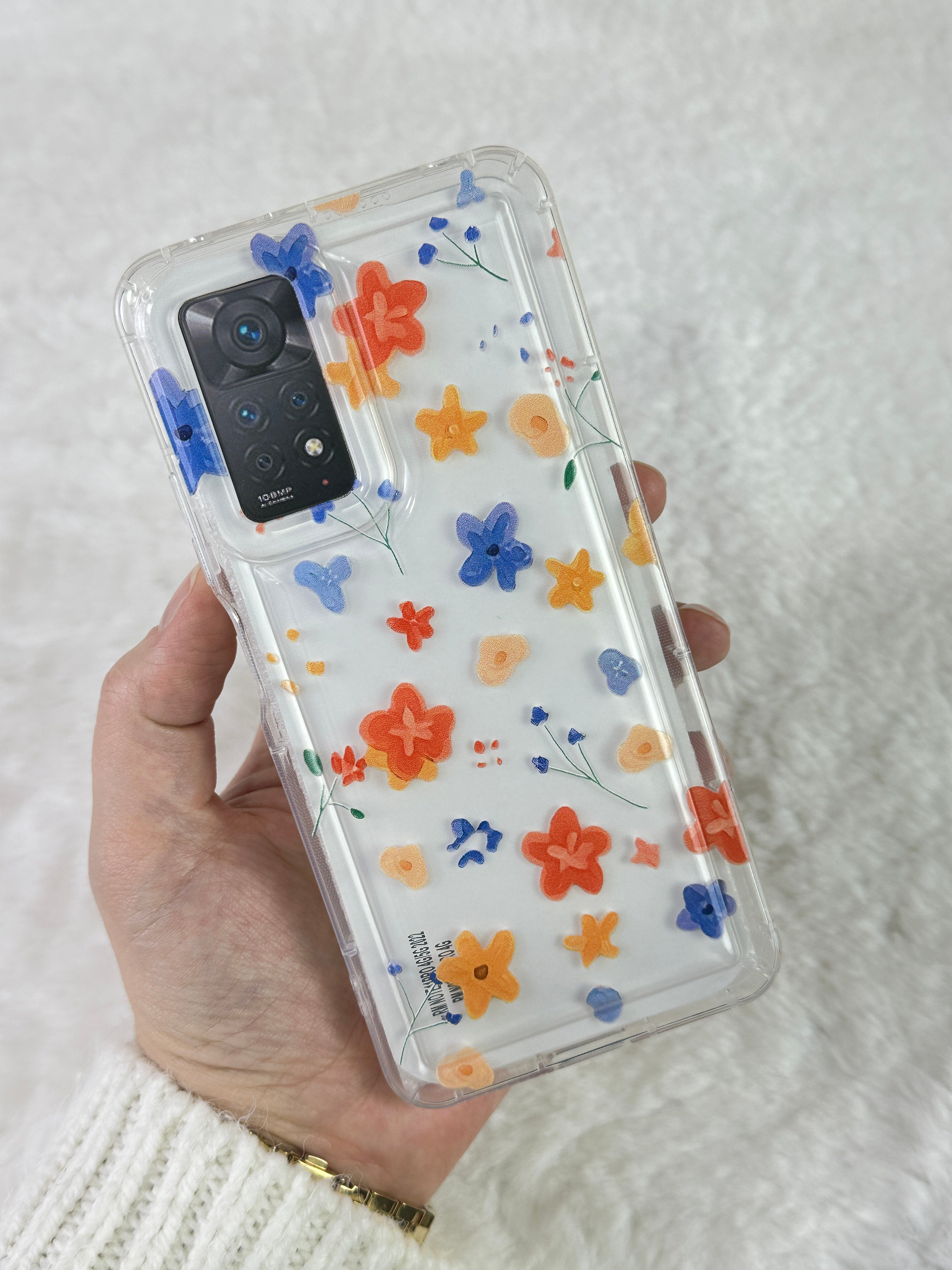 Redmi Note 11 Pro Şeffaf Renkli Çiçek Desenli Kamera Çıkıntılı Zarif Tasarımlı Bodrum Kılıf