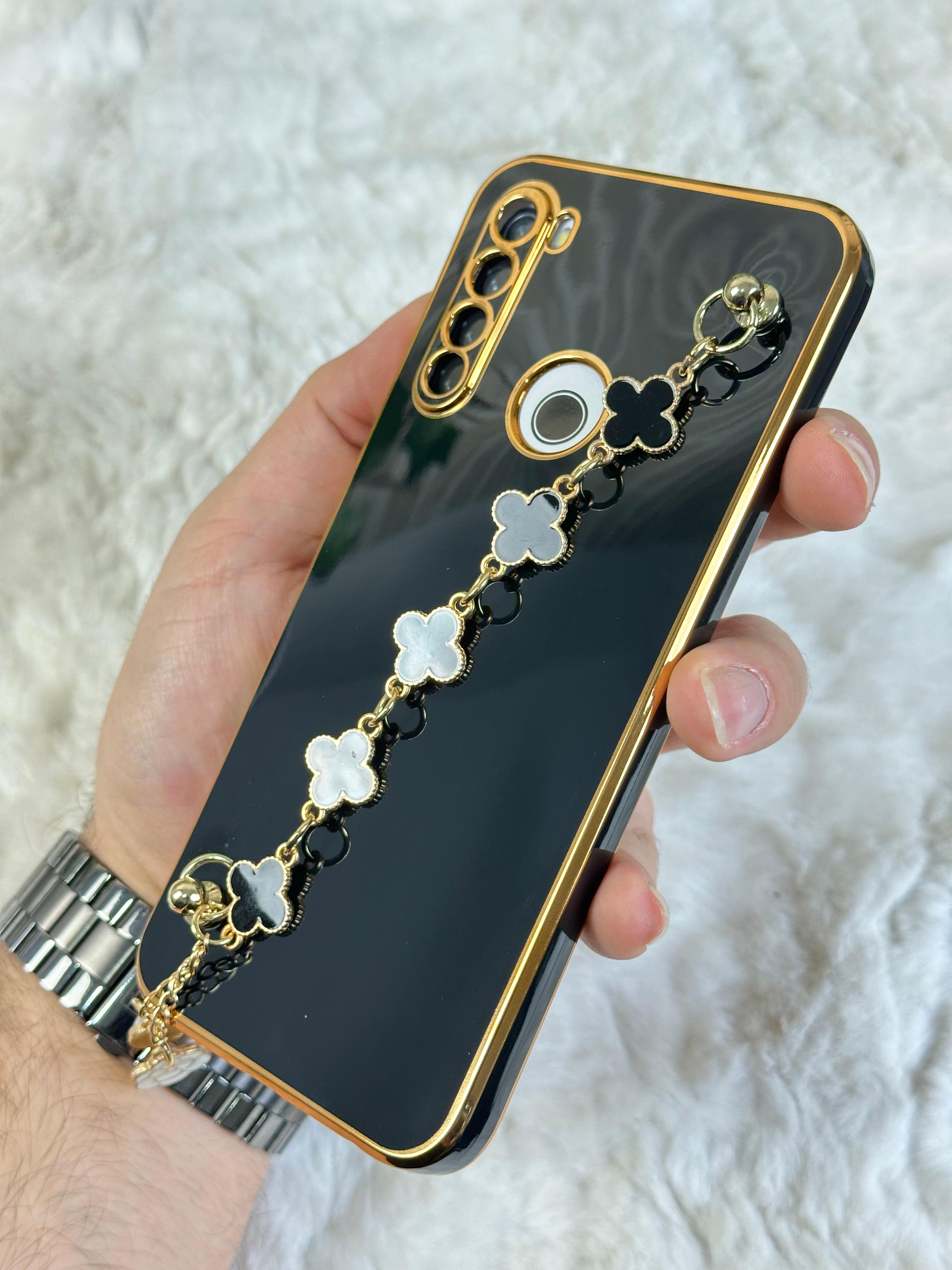 Xiaomi Redmi Note 8 Gold Kenarlı Parlak Kamera Korumalı Elçek Kılıf - Mor