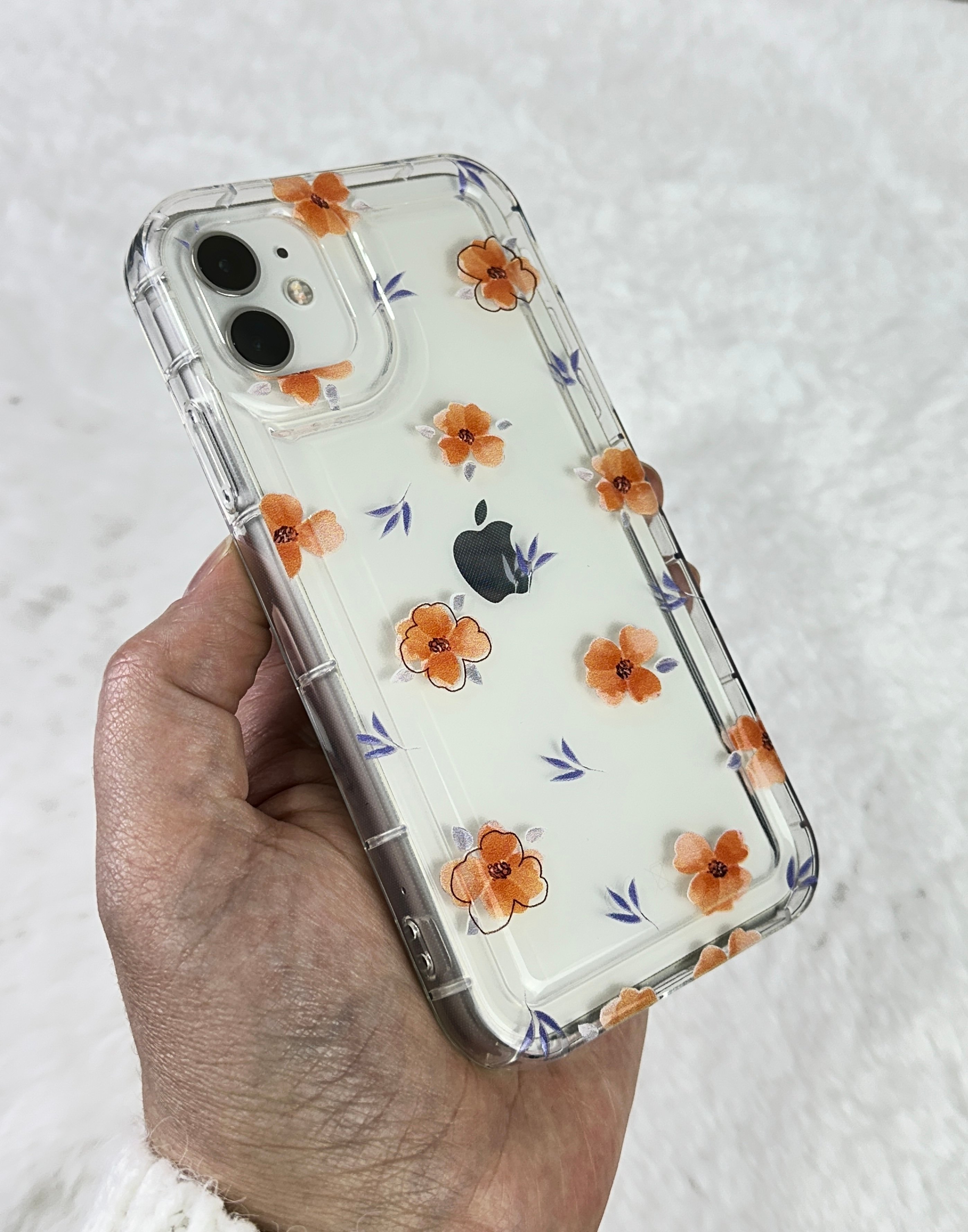 iPhone 11 Şeffaf Çiçek Desenli Kamera Korumalı Manolya Kılıf