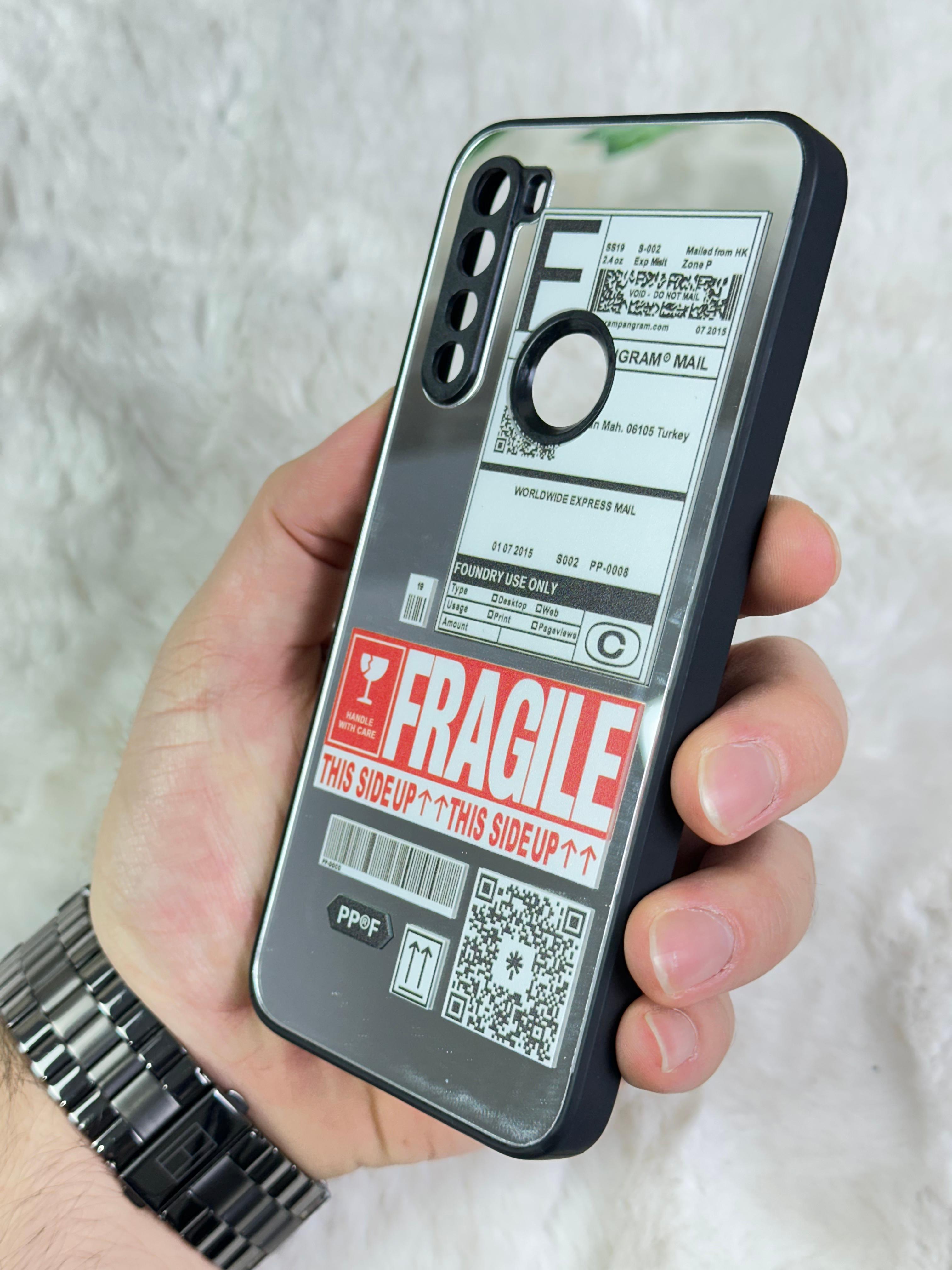 Xiaomi Redmi Note 8 Arkası Aynalı ve Desenli Mirror Kapak  - Fragile