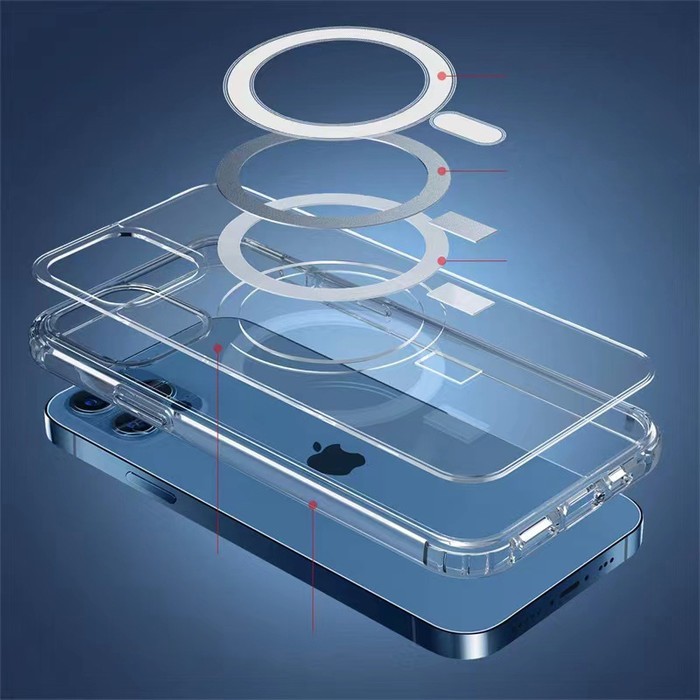 iPhone 13 Pro Max Magsafe Kablosuz Şarj Destekli Şeffaf V-Mags Kılıf