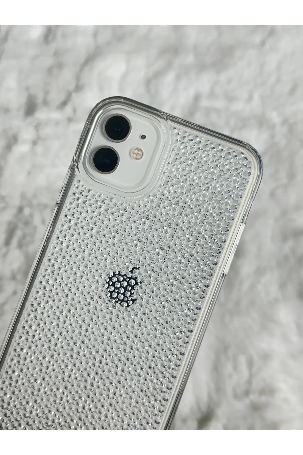 iPhone 11 Şeffaf Renkli Airbagli Parlak Taşlı Tasarımlı Snow Kılıf