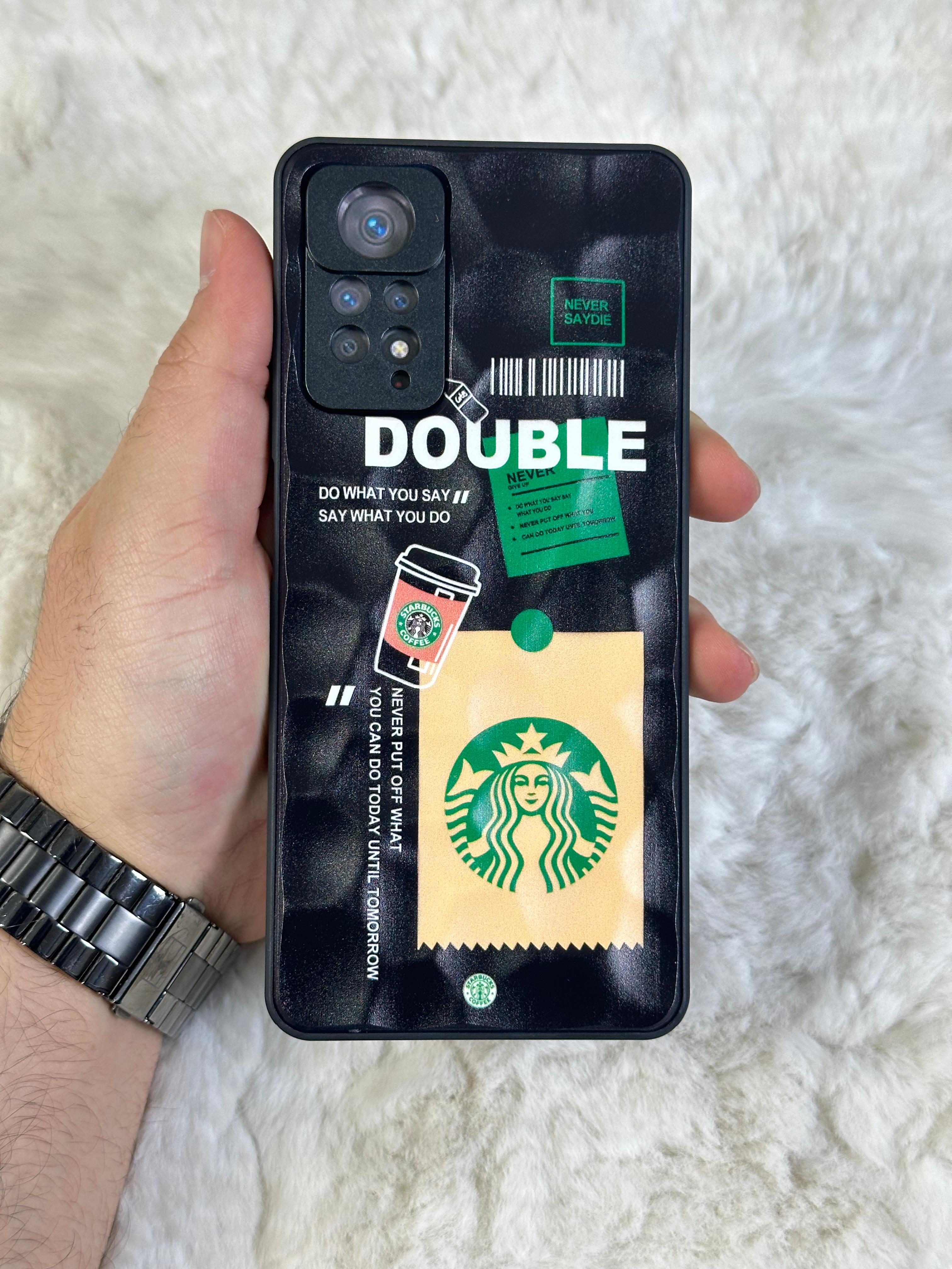 Xiaomi Note 11 Pro uyumlu Arkası Sert Kapaklı Yanları Silikonlu Starbucks-Nike Kılıf  - double star