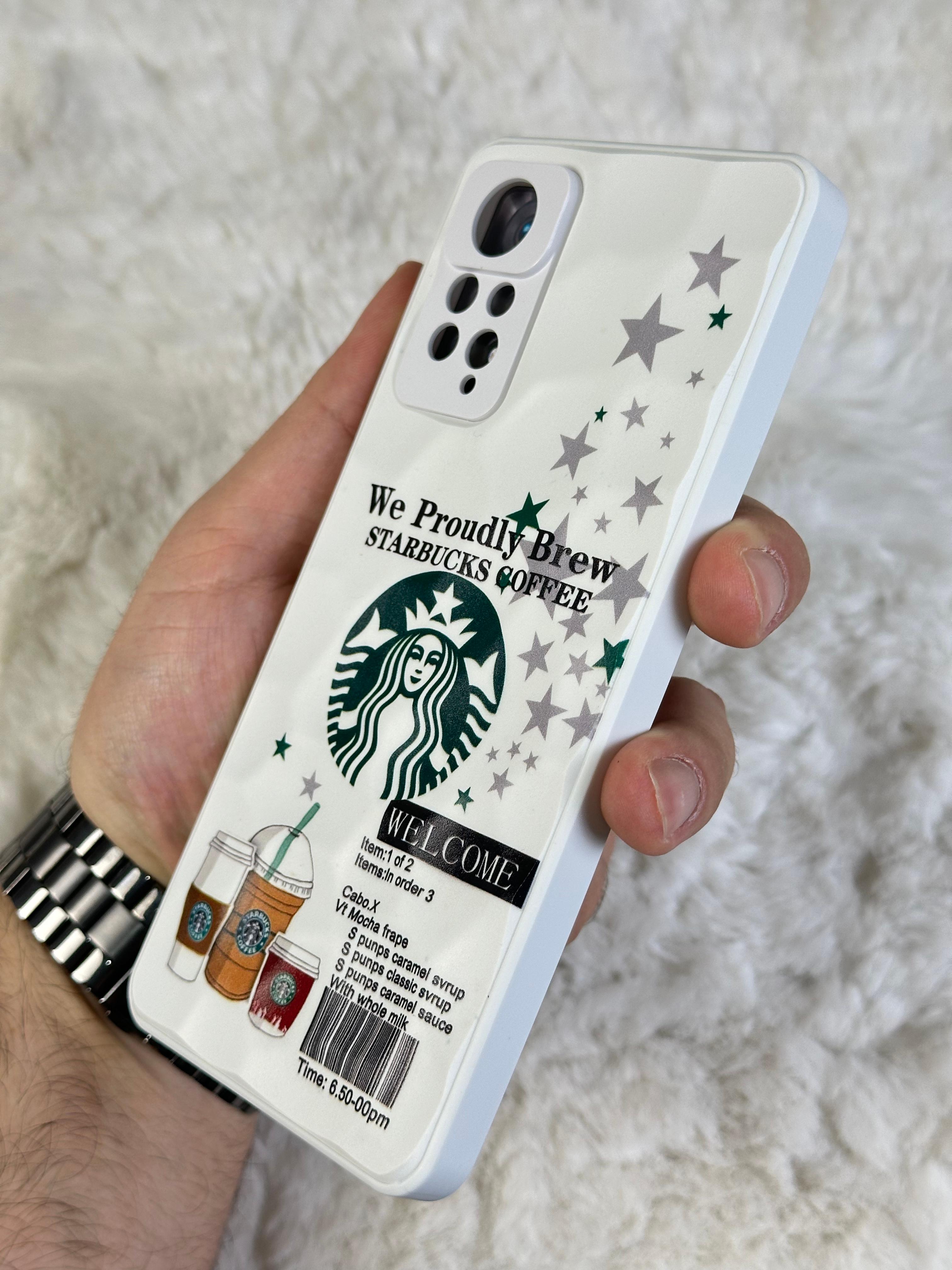 Xiaomi Note 11 Pro uyumlu Arkası Sert Kapaklı Yanları Silikonlu Starbucks-Nike Kılıf  - beyaz star