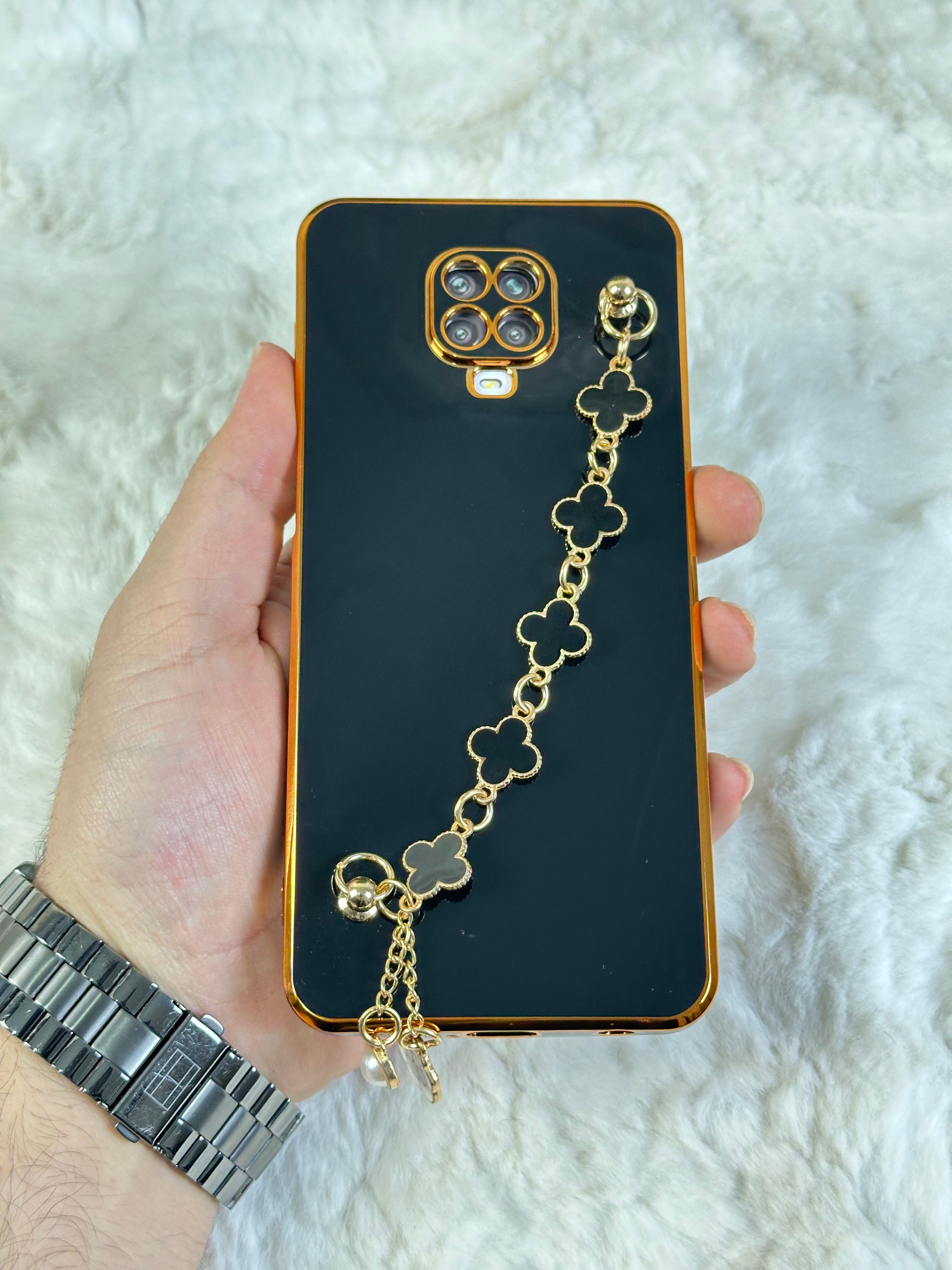 Xiaomi Redmi Note 9 Pro Gold Kenarlı Parlak Kamera Korumalı Elçek Kılıf - Mor