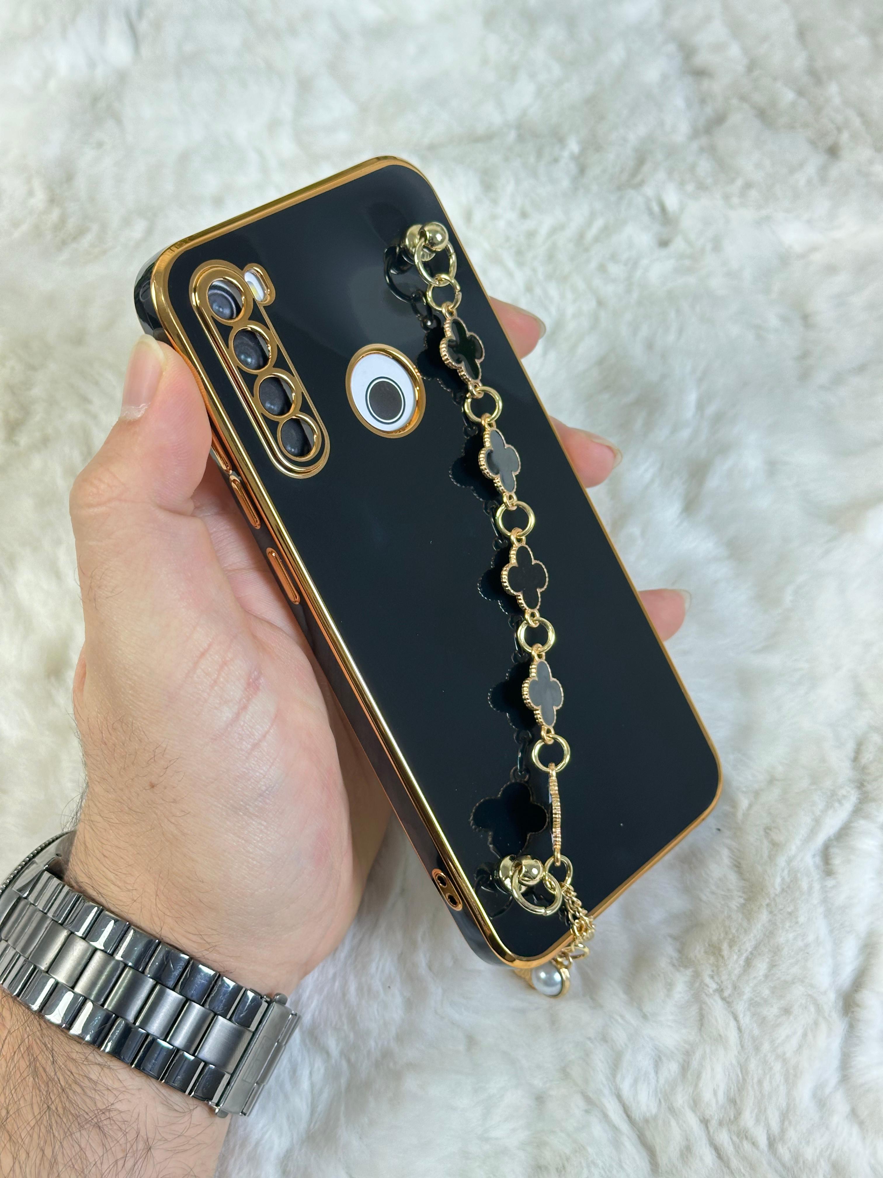 Xiaomi Redmi Note 8 Gold Kenarlı Parlak Kamera Korumalı Elçek Kılıf - Mor