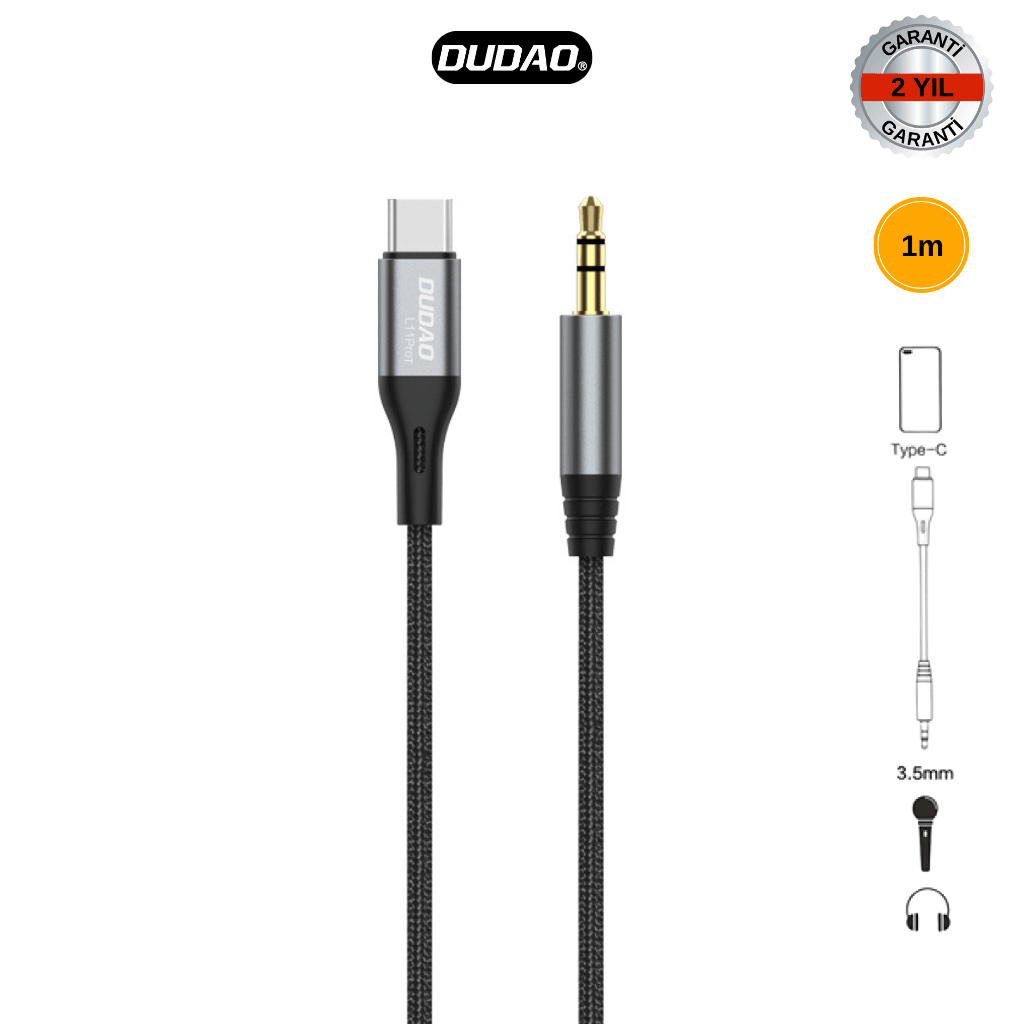 DUDAO L11PROT Type-C to 3.5mm dönüştürücü 1m Kablo 