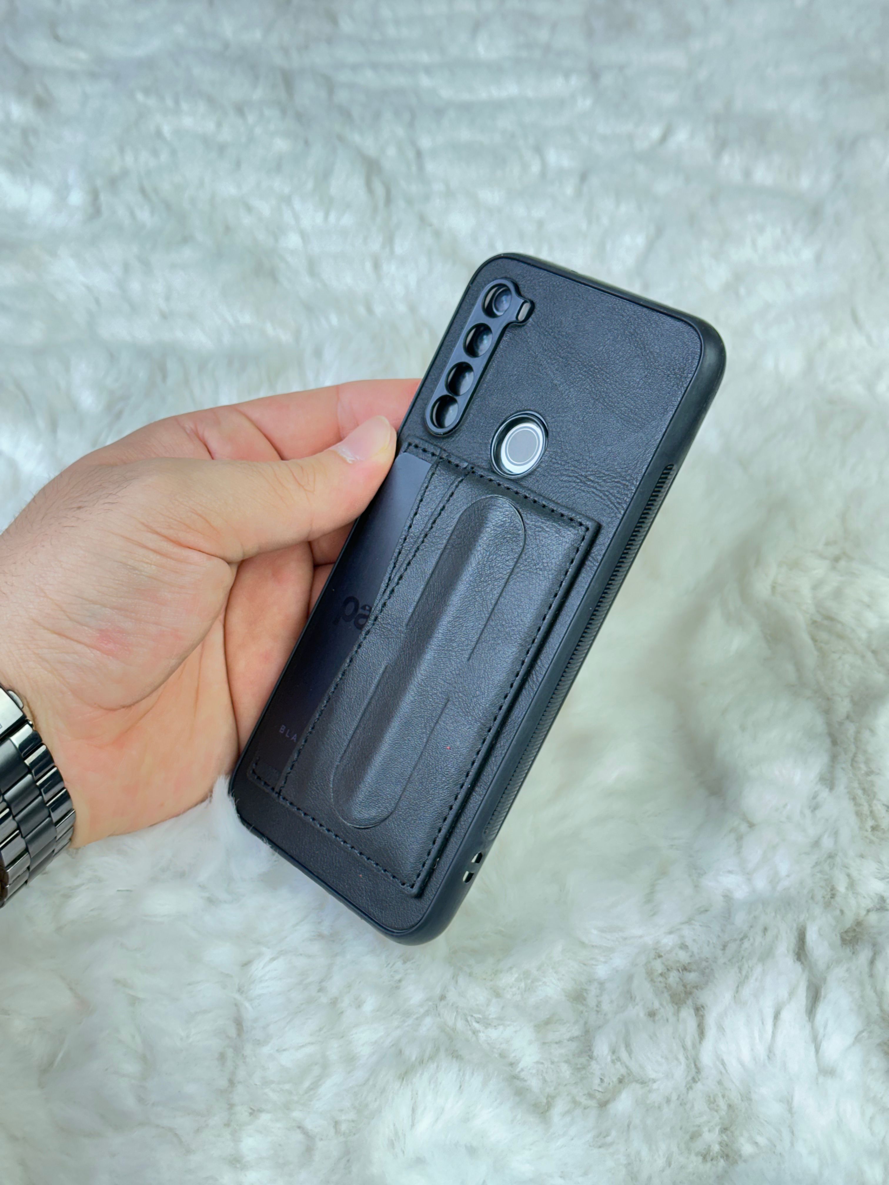 Xiaomi Note 8 Stand Olabilen Arkası Deri İçi Süet Deri Kartvizitli Kılıf  - Mor