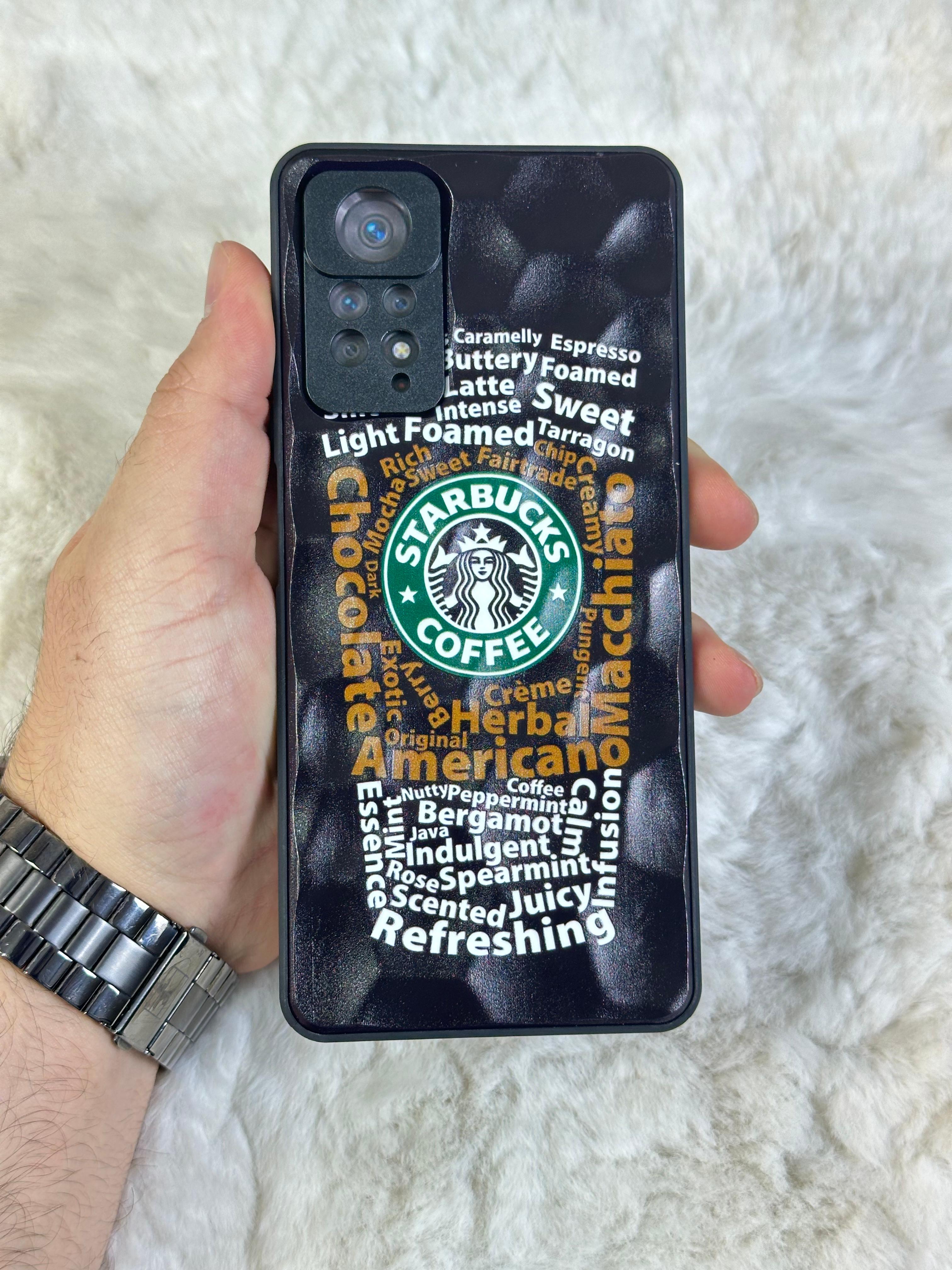 Xiaomi Note 11 Pro uyumlu Arkası Sert Kapaklı Yanları Silikonlu Starbucks-Nike Kılıf  - siyah star