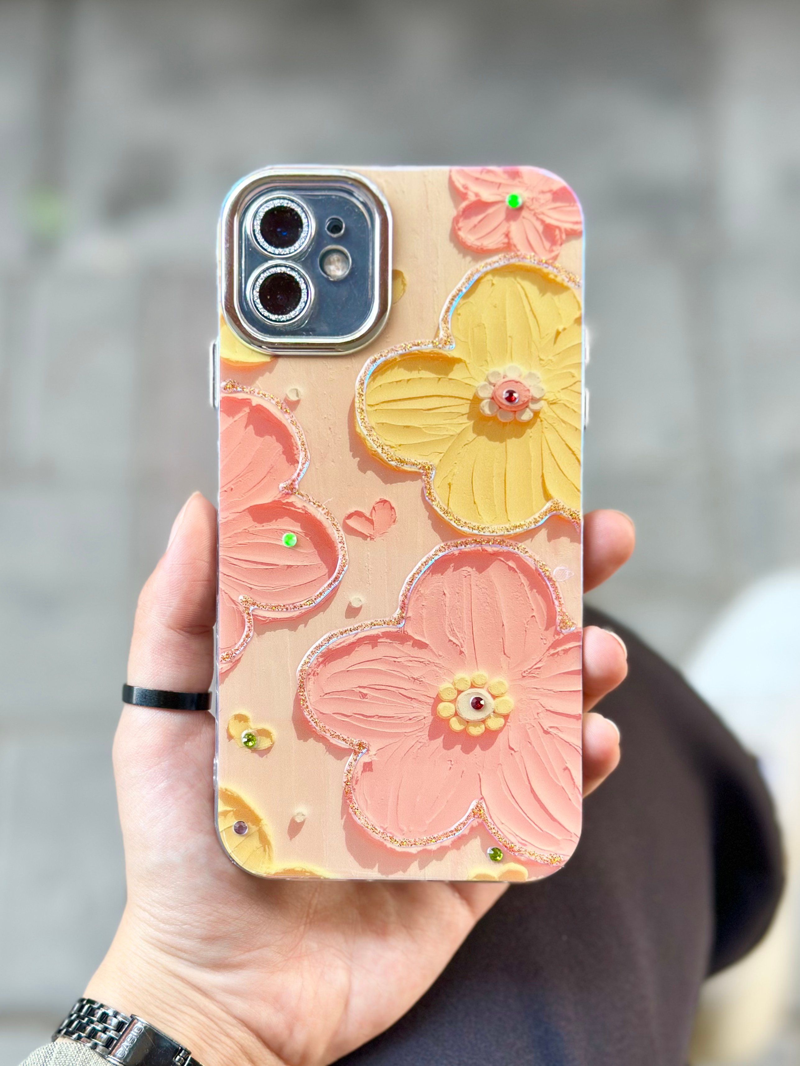 iPhone 11 Çiçek Desenli Paint Kılıfı 