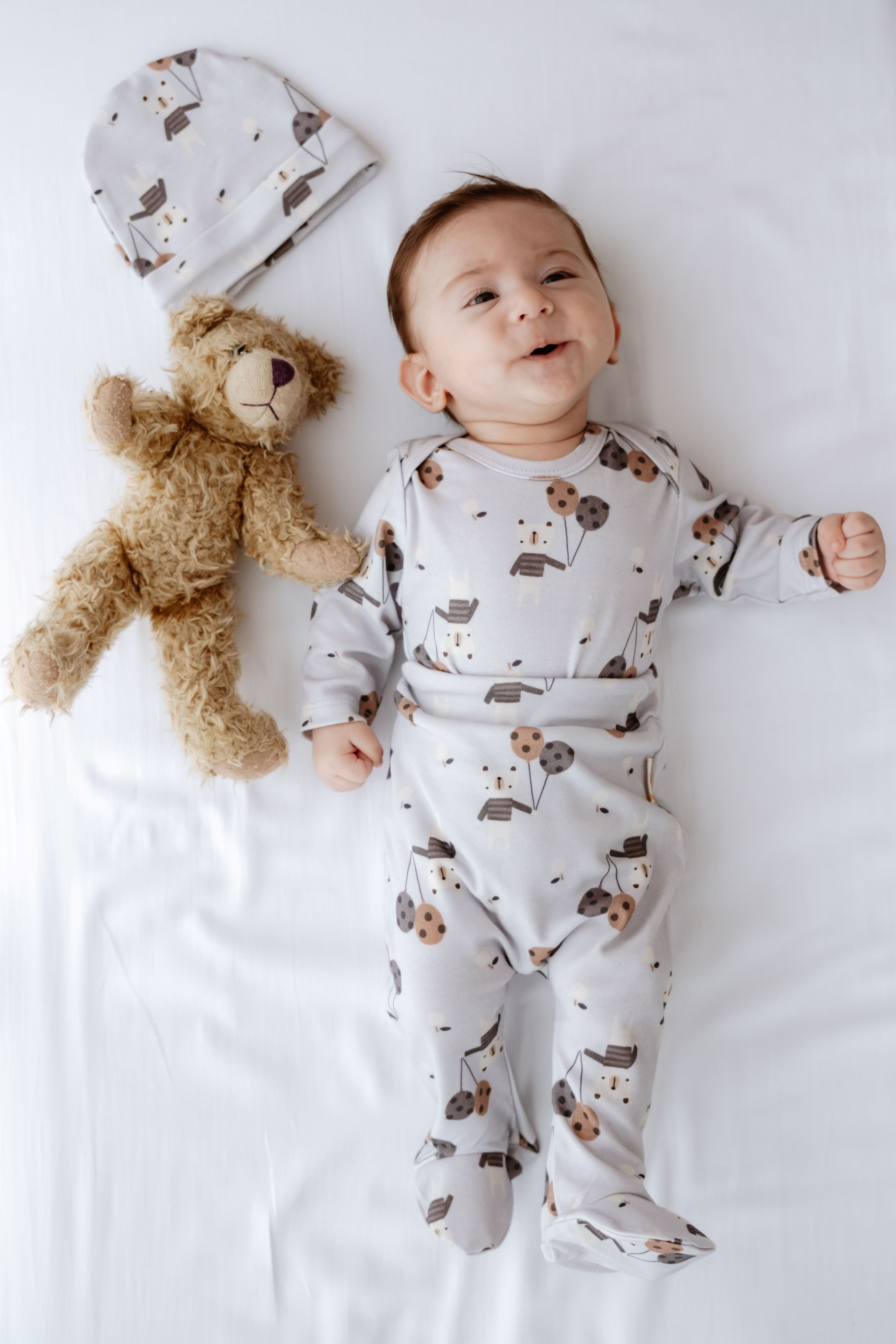 %100 Organik Pamuk Zıbın Takımı - Teddy Bear