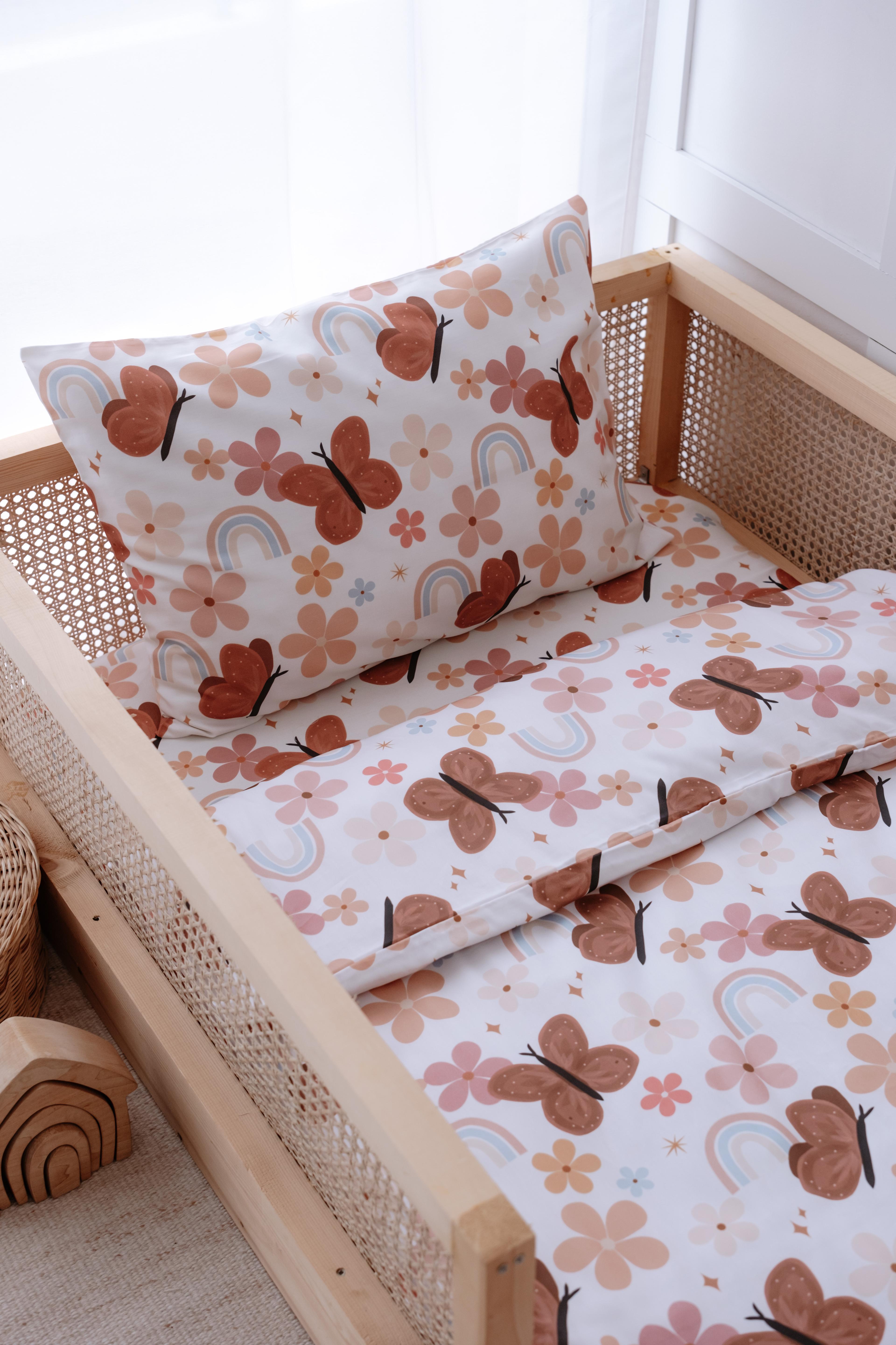 Butterfly - Organik Pamuk Saten Tek Kişilik Nevresim Seti