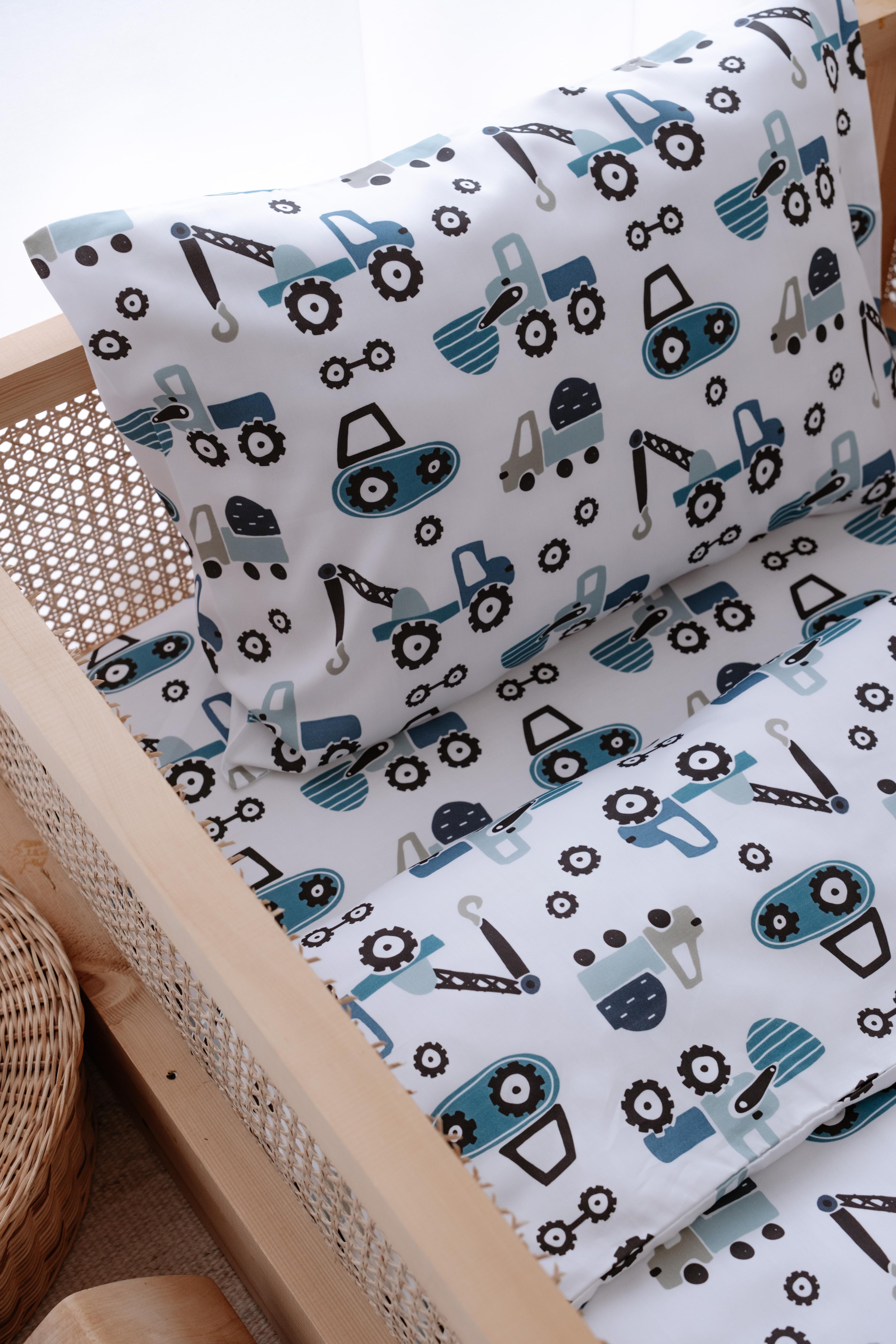 CuteTrucks - Organik Pamuk Saten Montessori Nevresim Seti