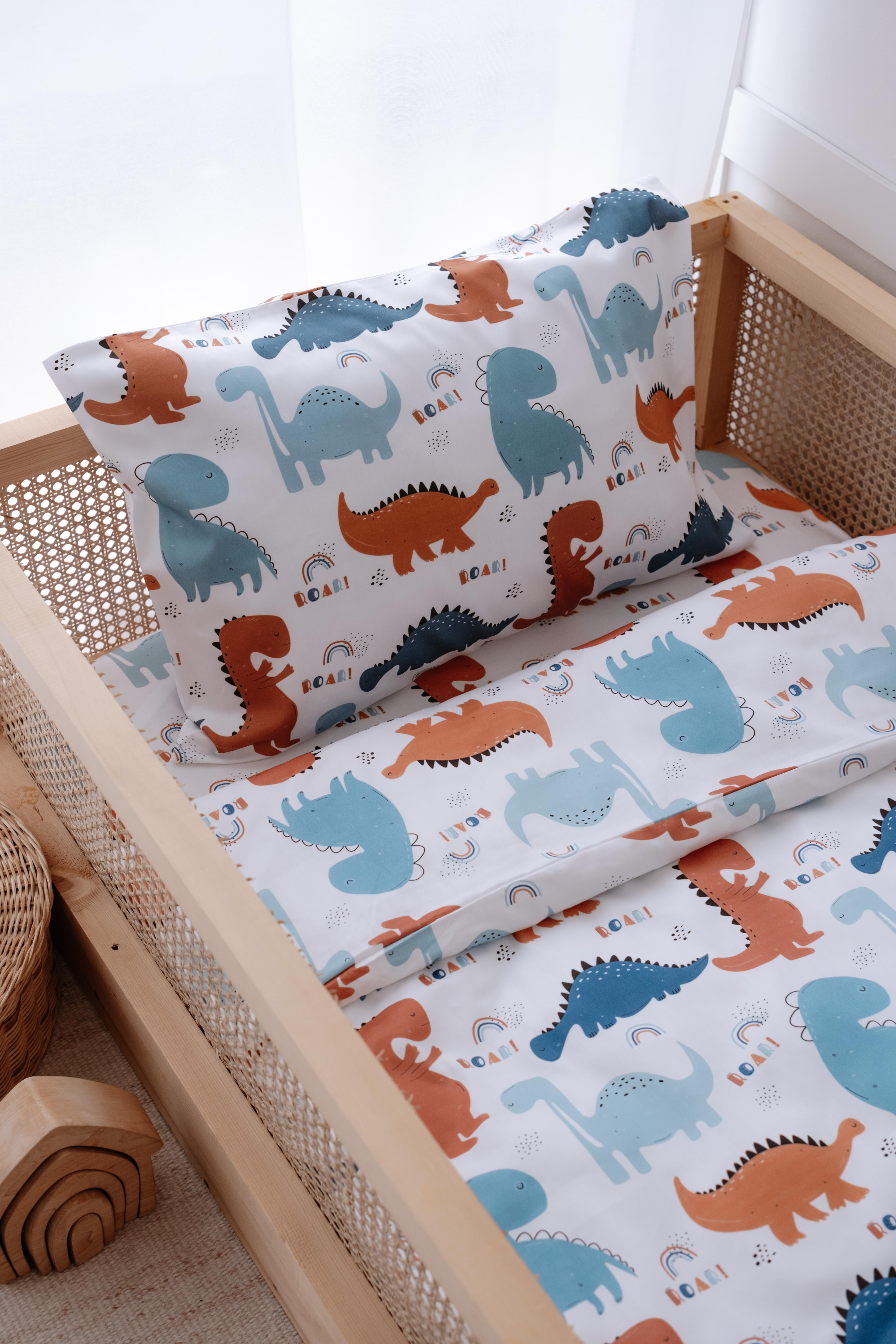HappyDino - Organik Pamuk Saten Montessori Nevresim Seti