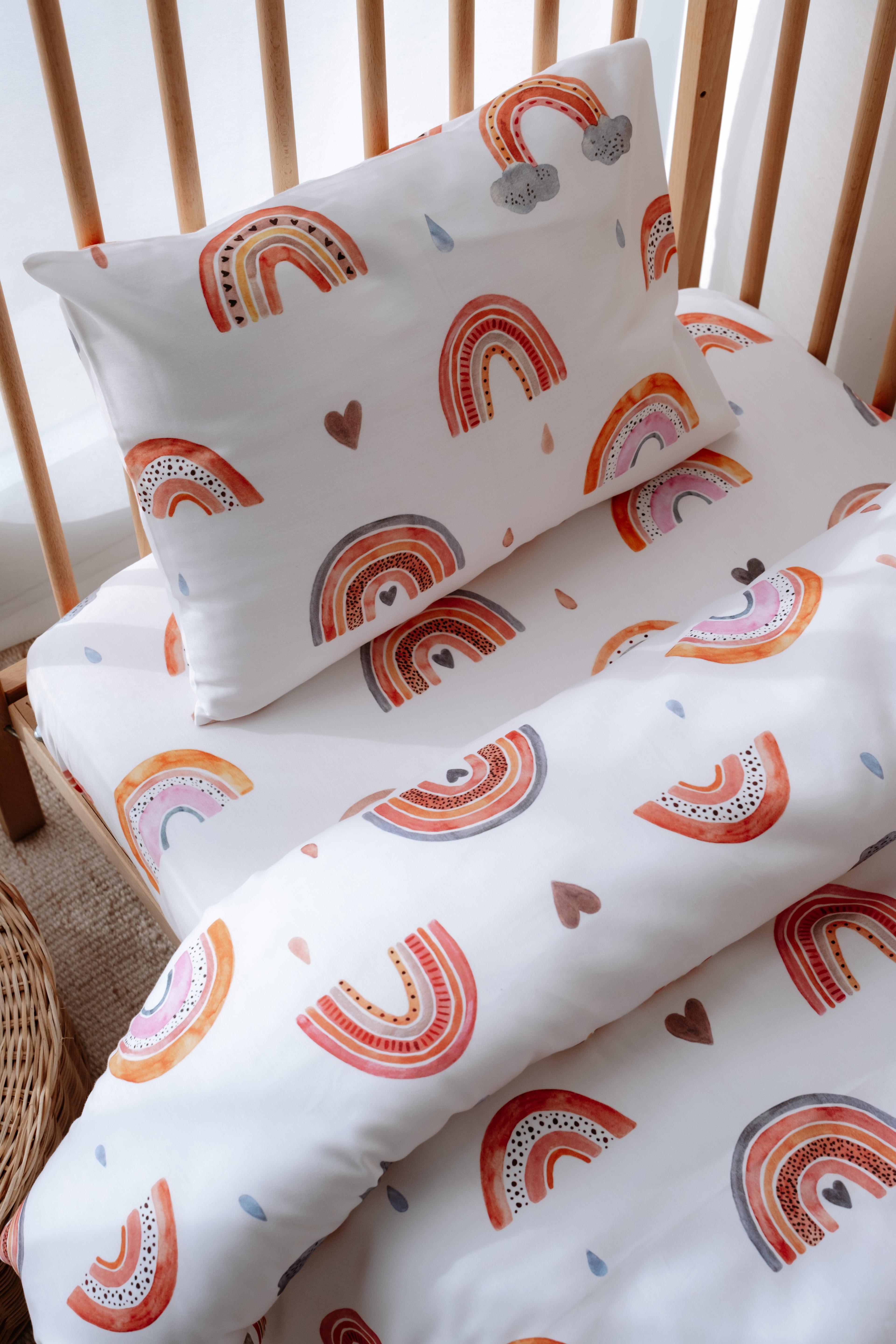 WatercolorRainbow - Organik Pamuk Saten Bebek Nevresim Seti