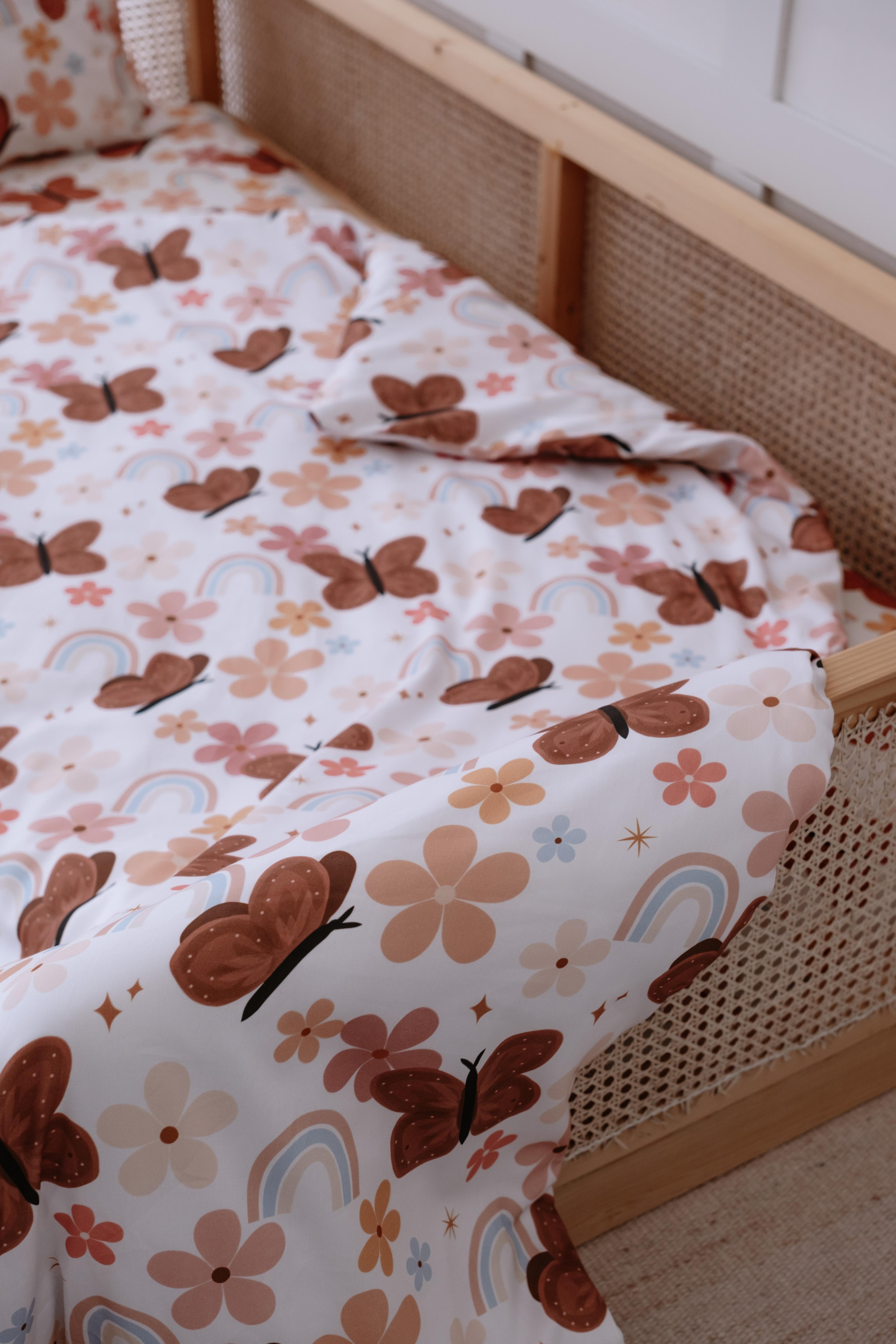 Butterfly - Organik Pamuk Saten Tek Kişilik Nevresim Seti