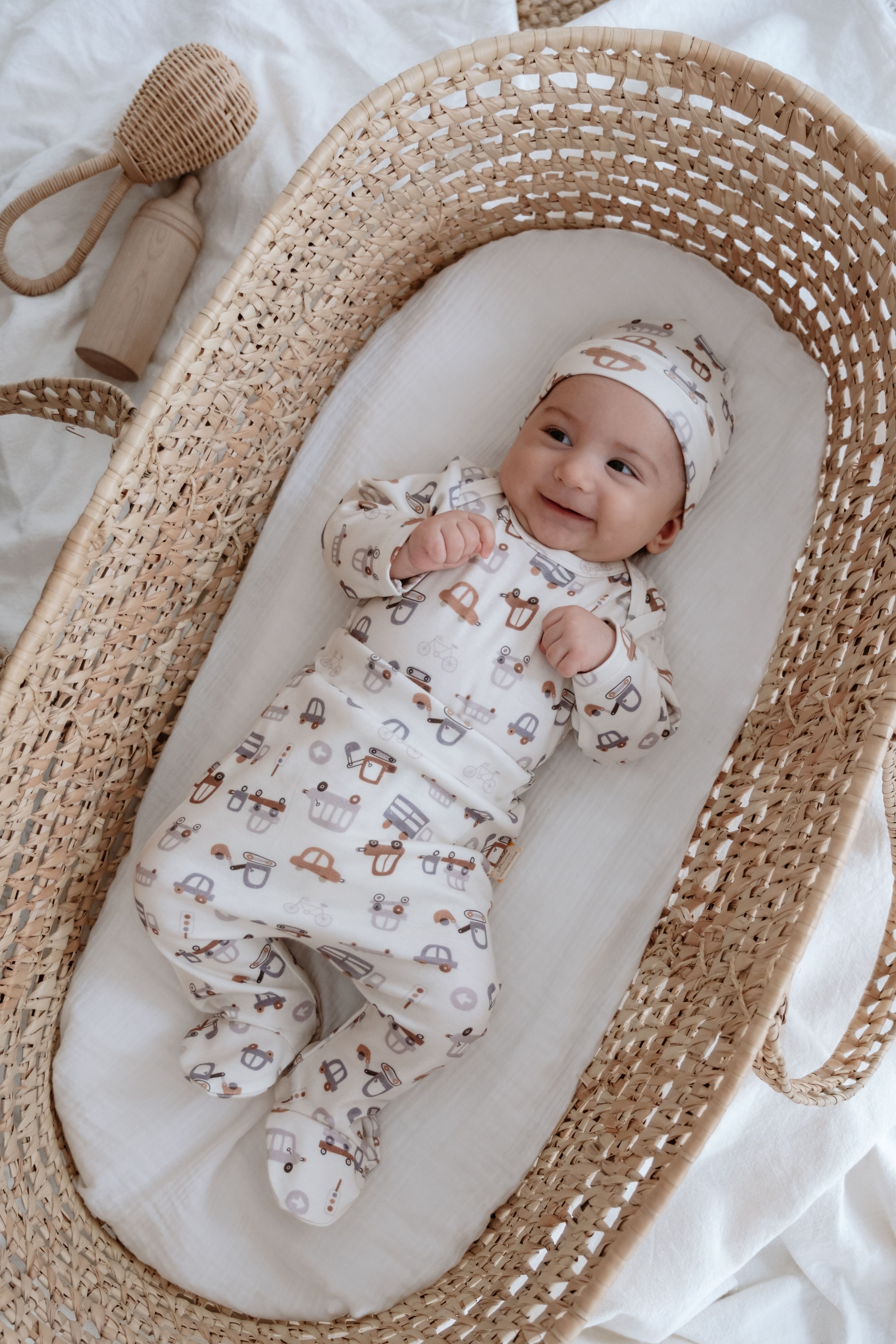 %100 Organik Pamuk 4 Parça Bebek Zıbın ve Tulum Takım - Cars