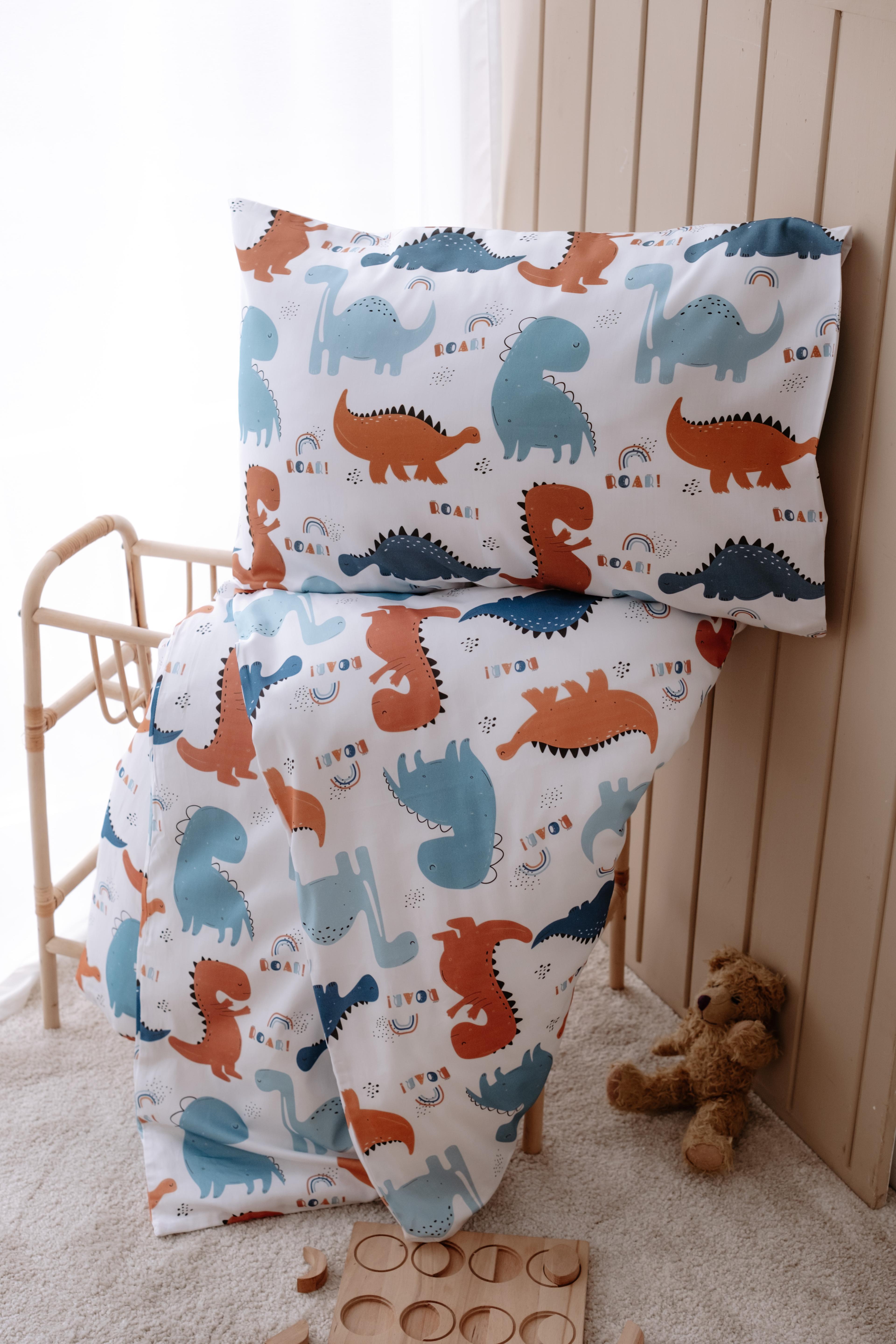 HappyDino - Organik Pamuk Saten Montessori Nevresim Seti