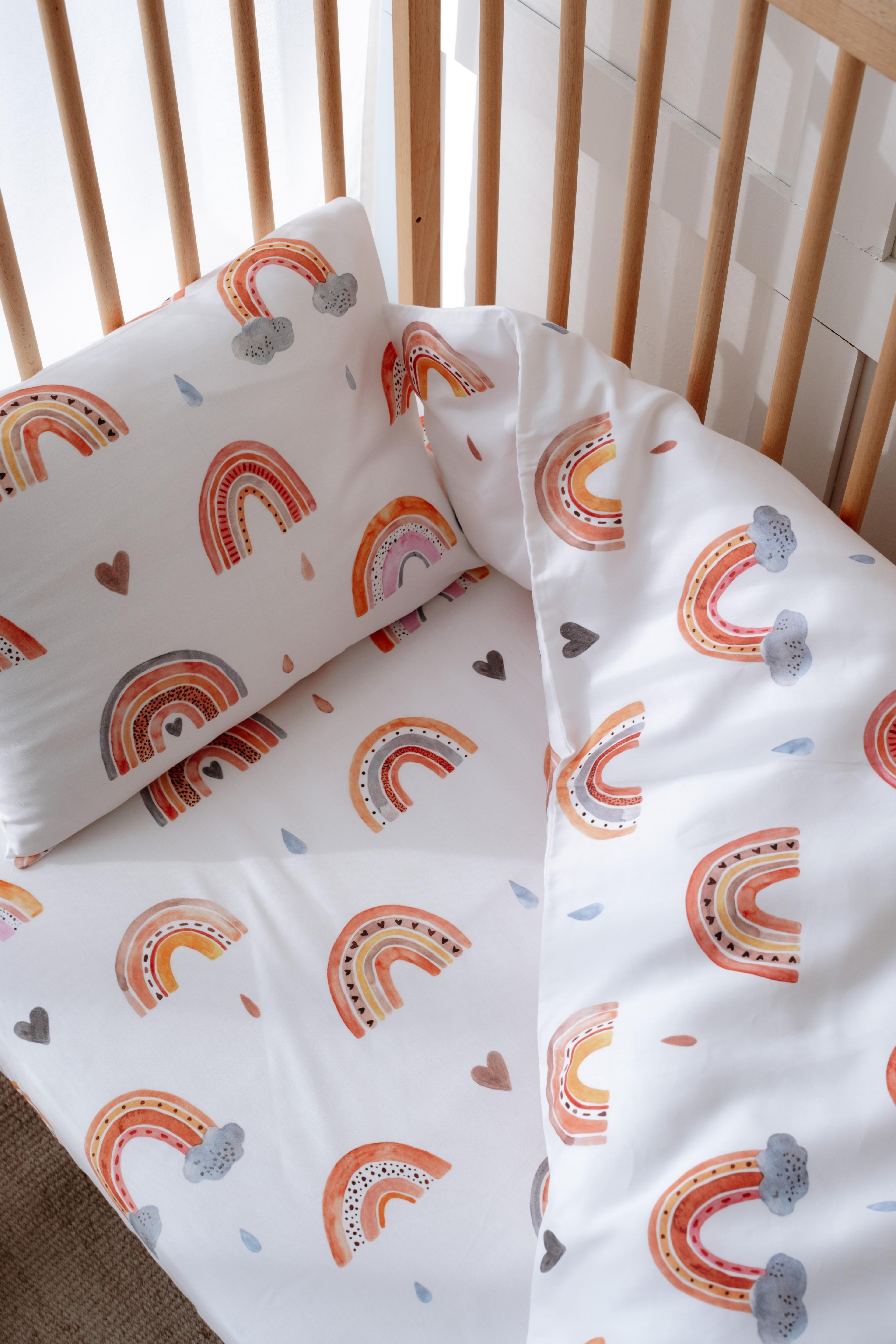 WatercolorRainbow - Organik Pamuk Saten Bebek Nevresim Seti