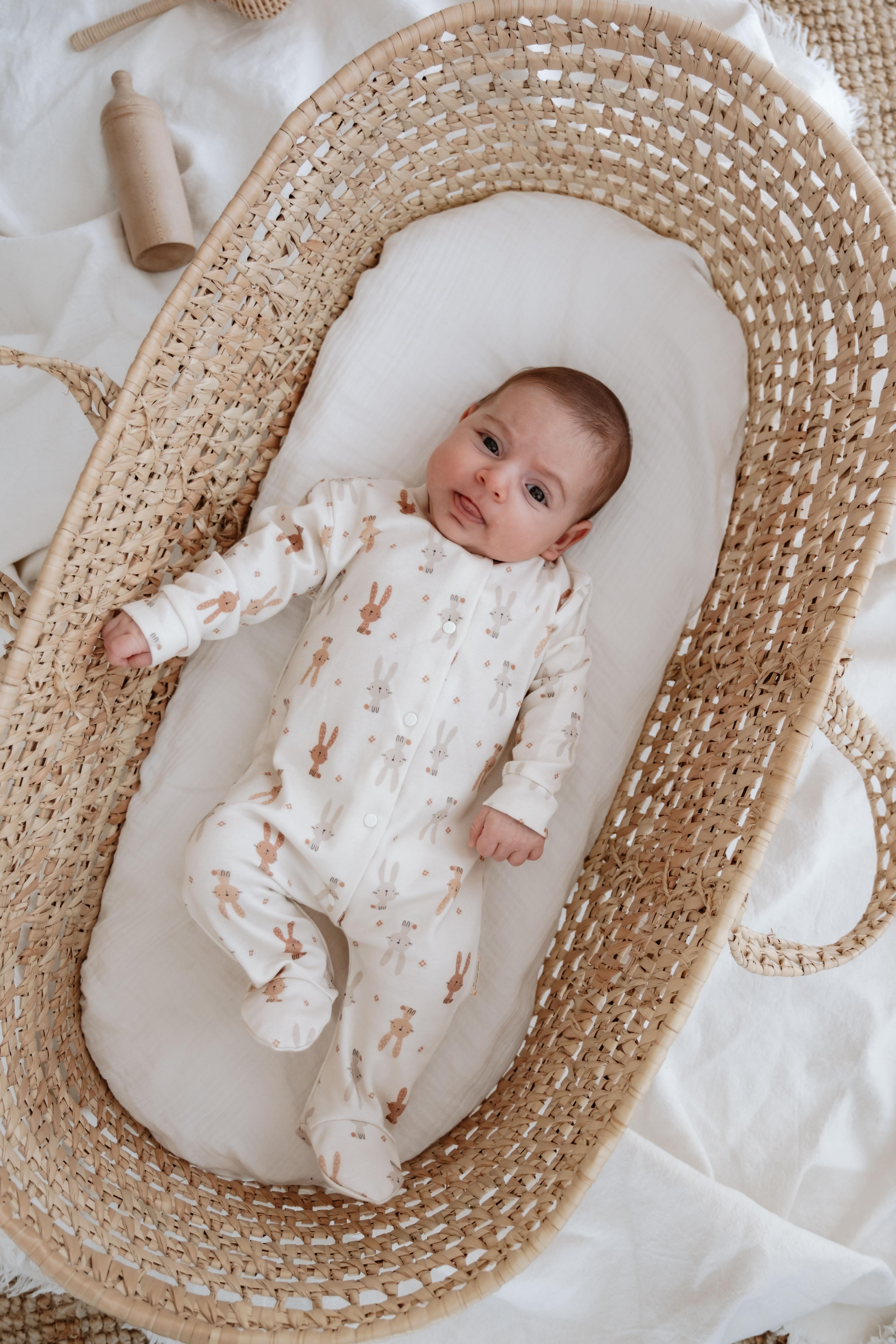 %100 Organik Pamuk Bebek Tulum - Bunnies