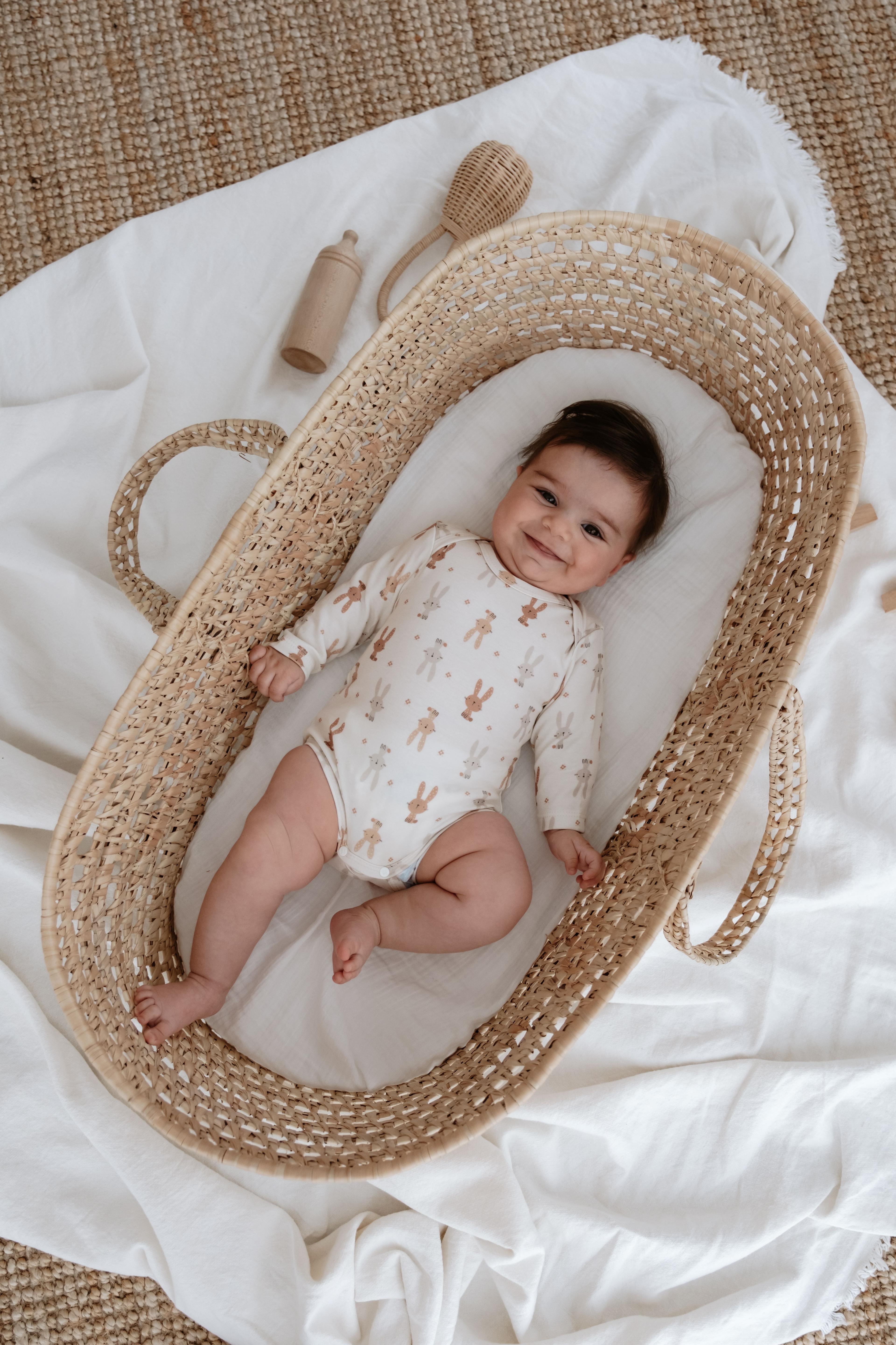 %100 Organik Pamuk 4 Parça Bebek Zıbın ve Tulum Takım - Bunnies