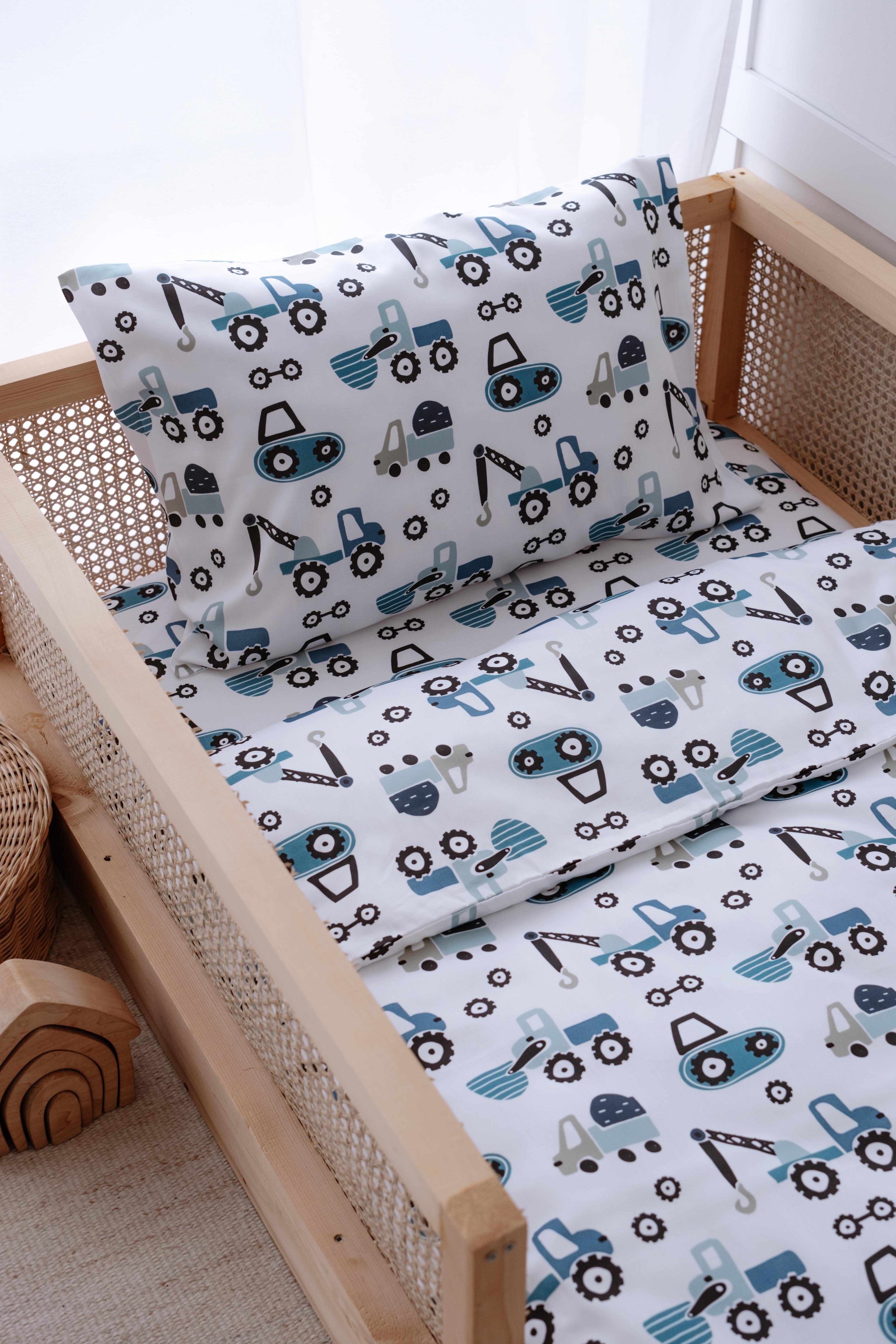 CuteTrucks - Organik Pamuk Saten Montessori Nevresim Seti
