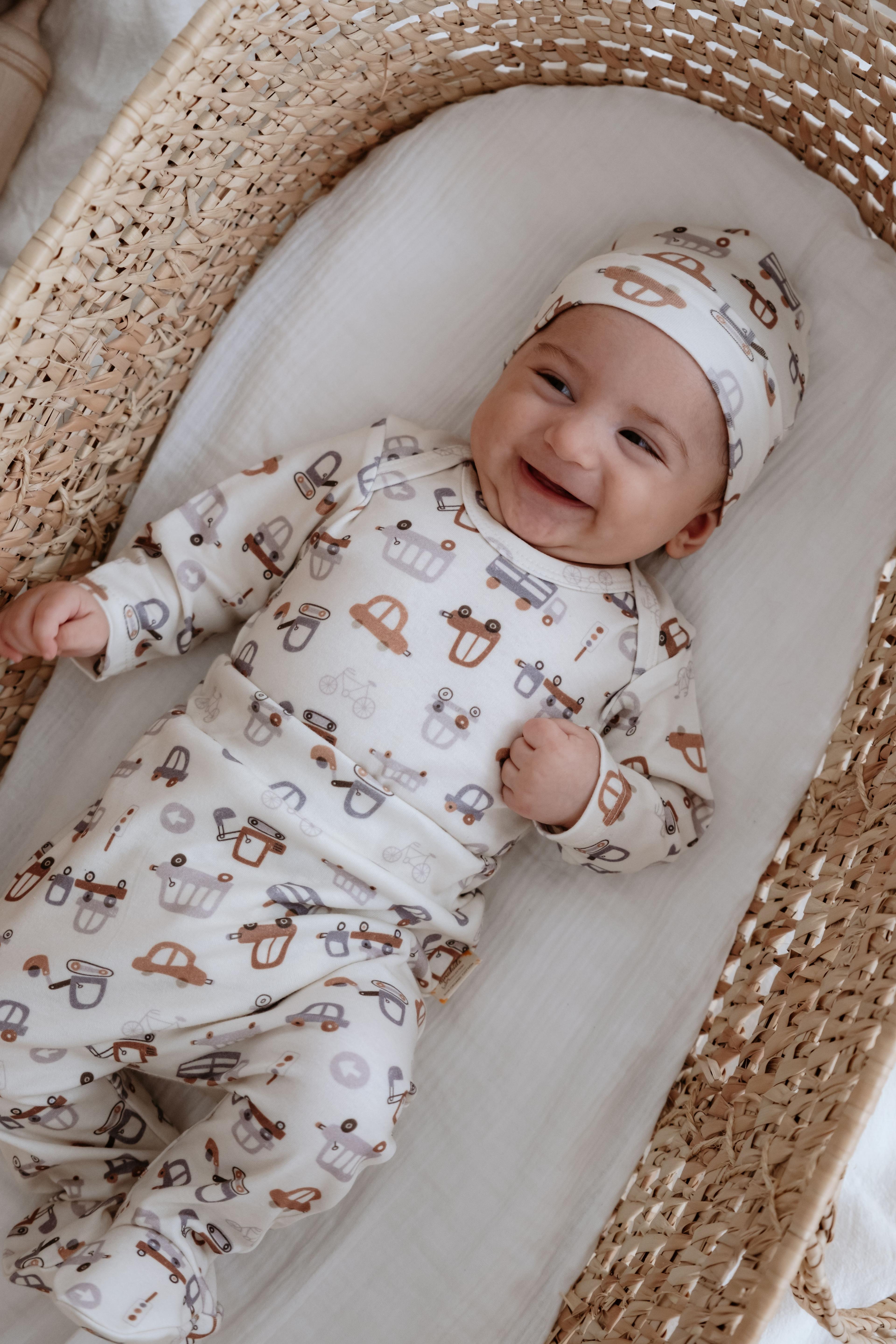 %100 Organik Pamuk 4 Parça Bebek Zıbın ve Tulum Takım - Cars