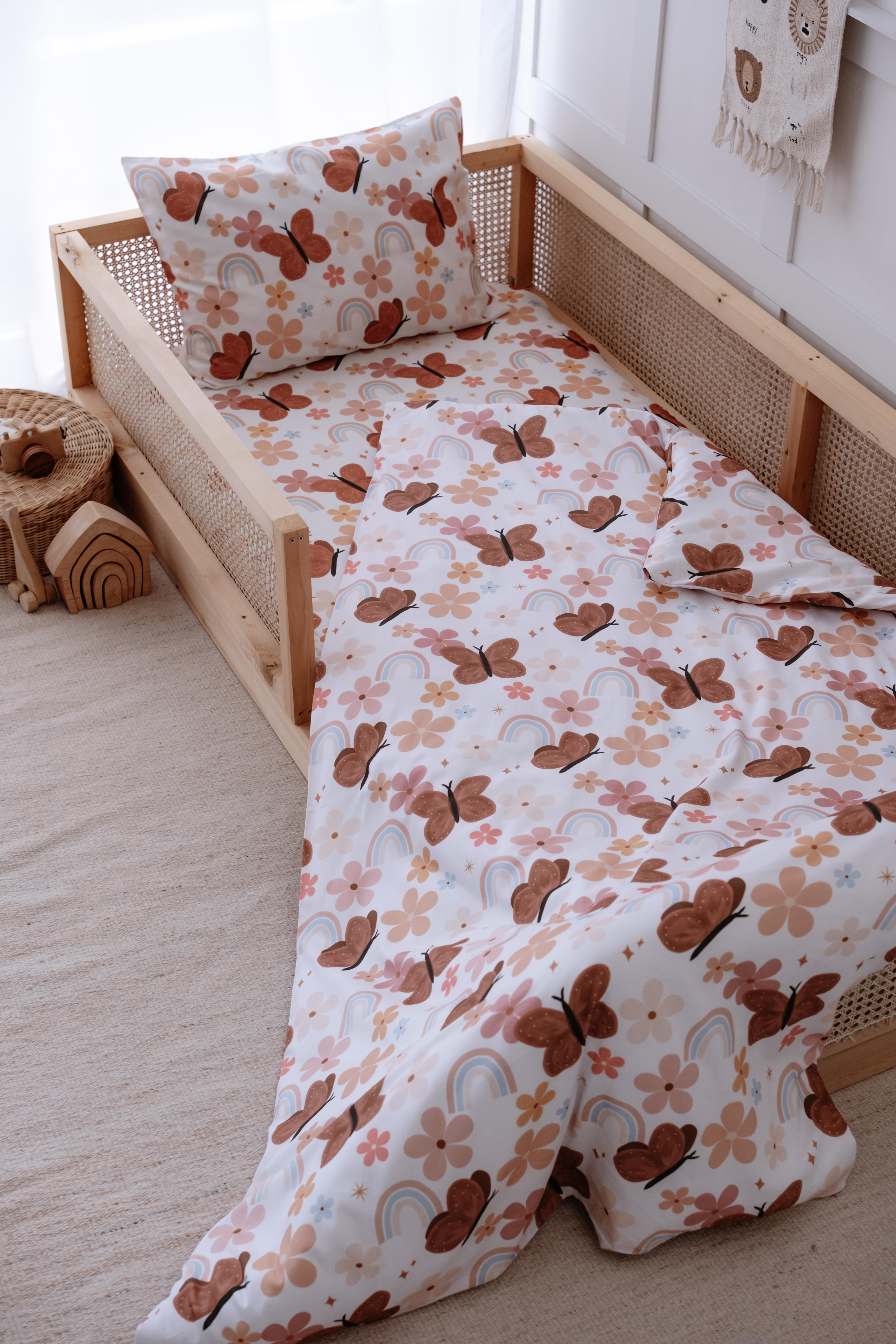 Butterfly - Organik Pamuk Saten Montessori Nevresim Seti