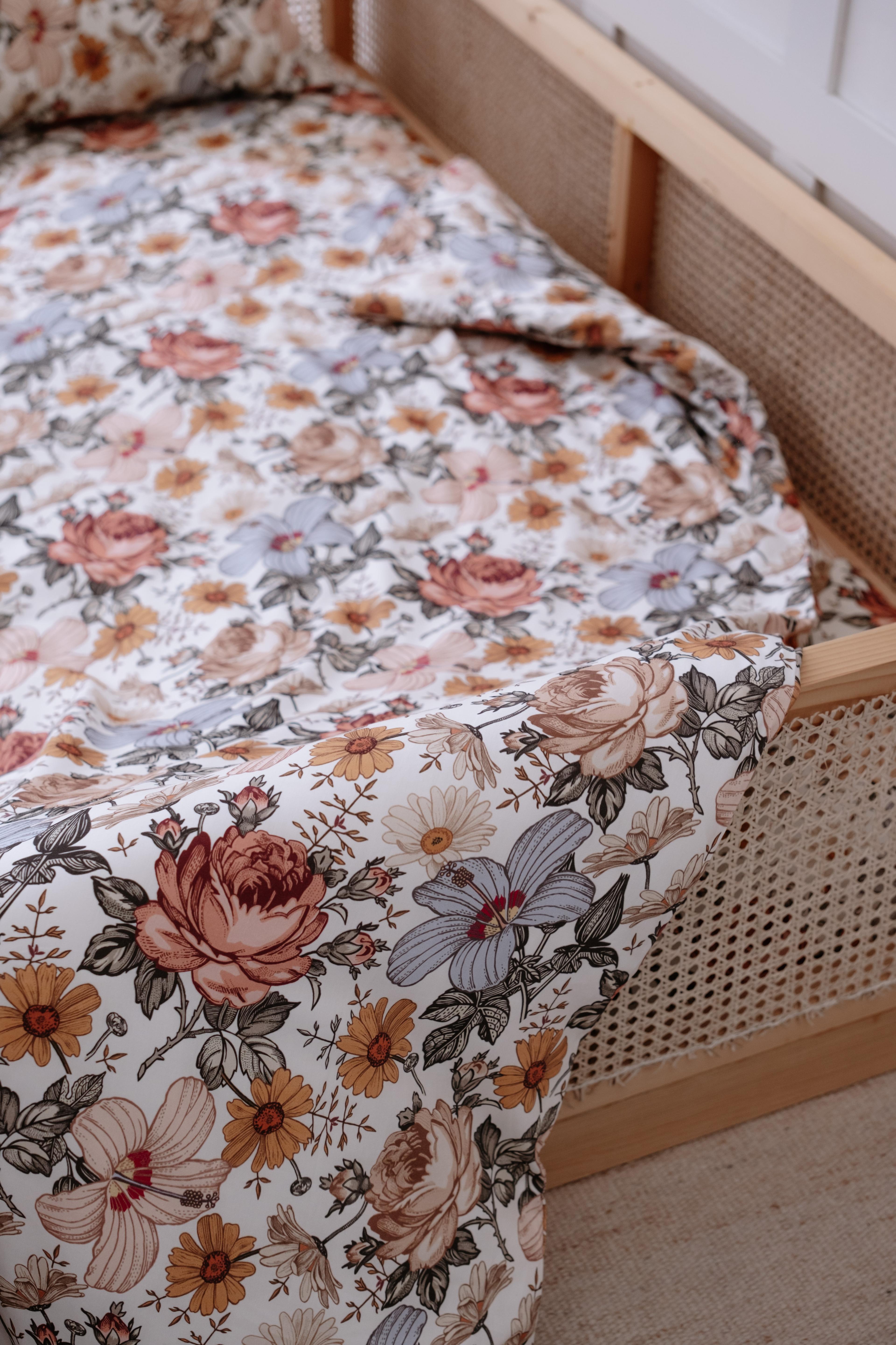 BohoFlowers - Organik Pamuk Saten Montessori Nevresim Seti