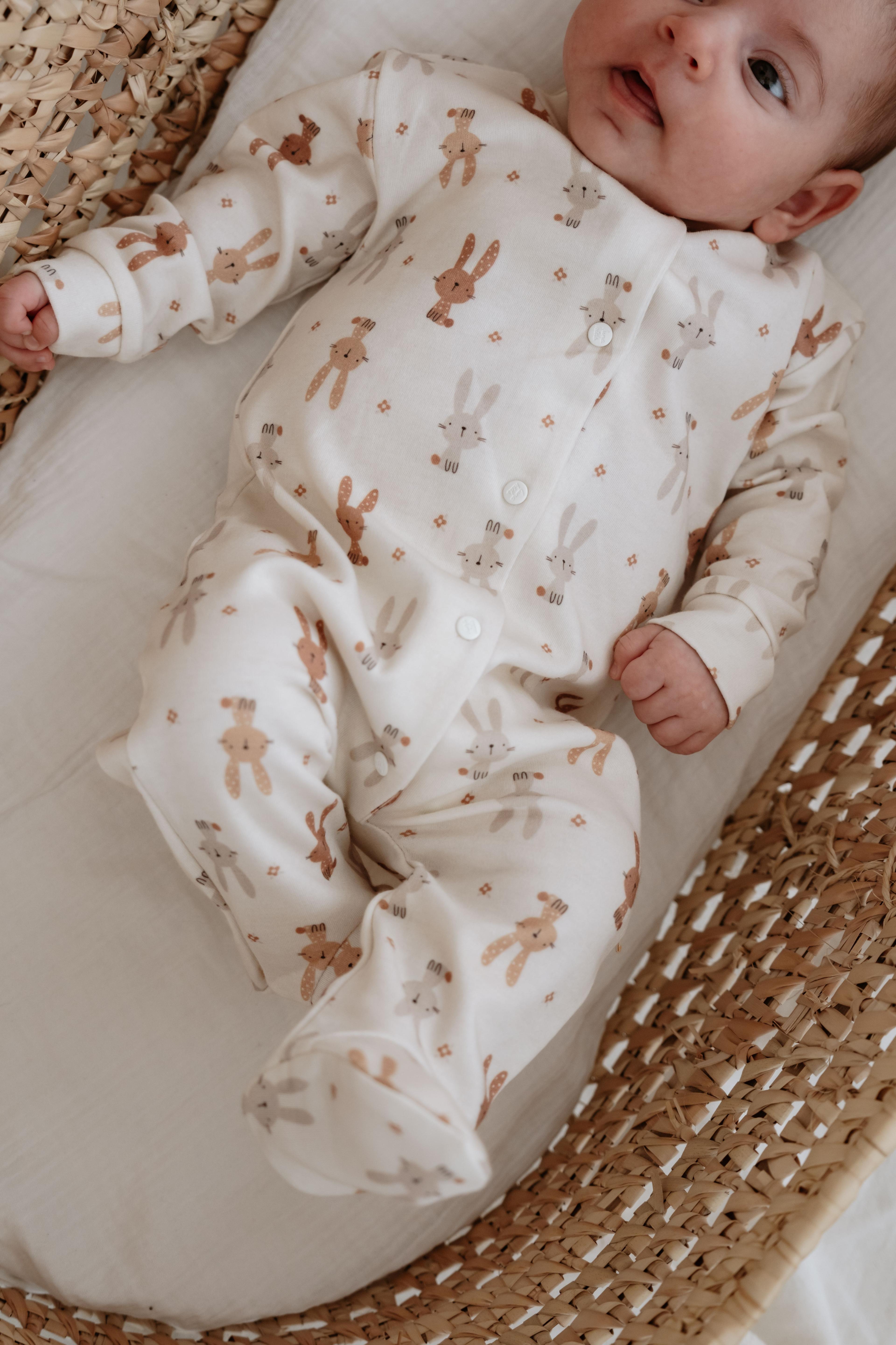 %100 Organik Pamuk Bebek Tulum - Bunnies