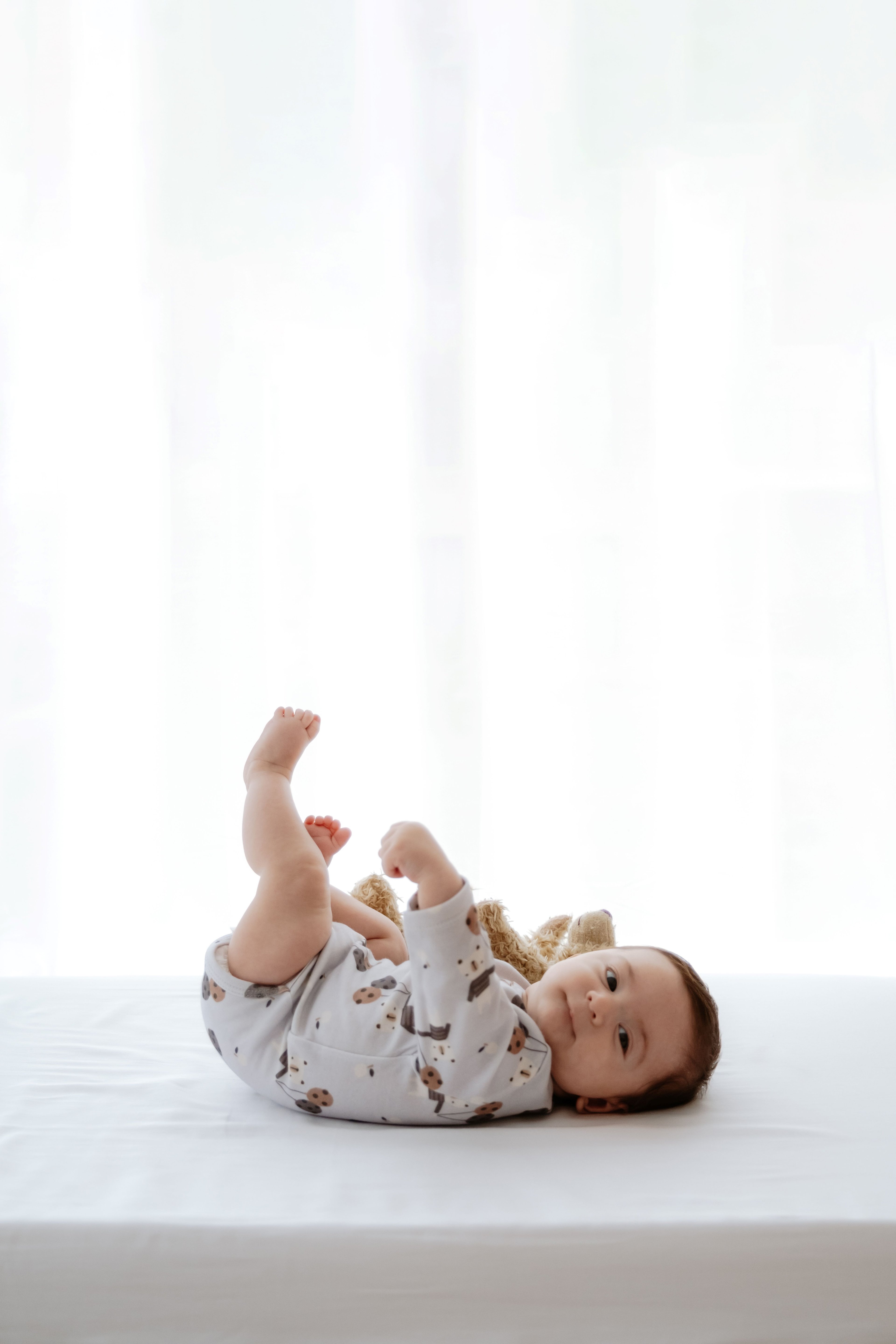 %100 Organik Pamuk 4 Parça Bebek Zıbın ve Tulum Takım - Teddy Bear