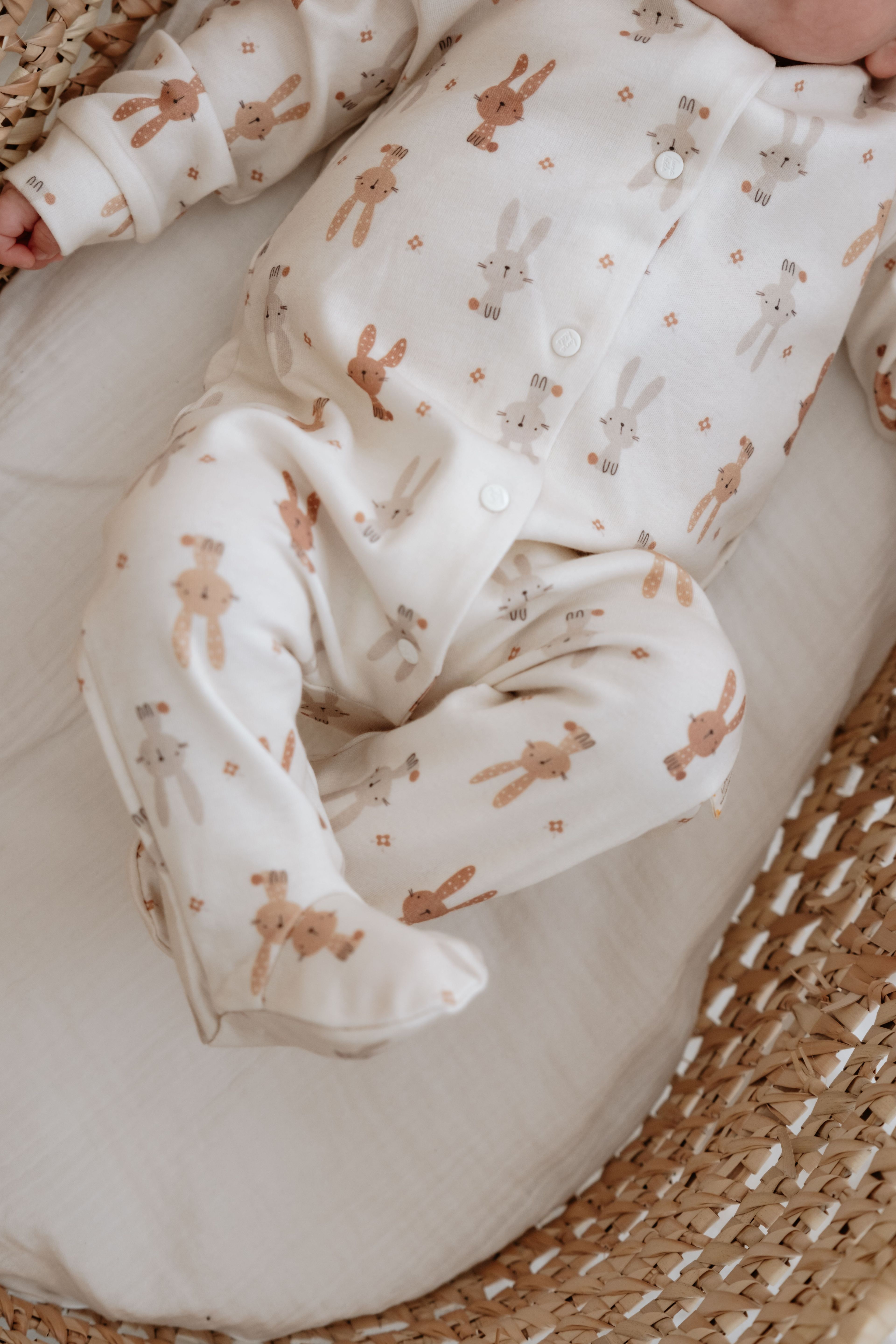 %100 Organik Pamuk Bebek Tulum - Bunnies