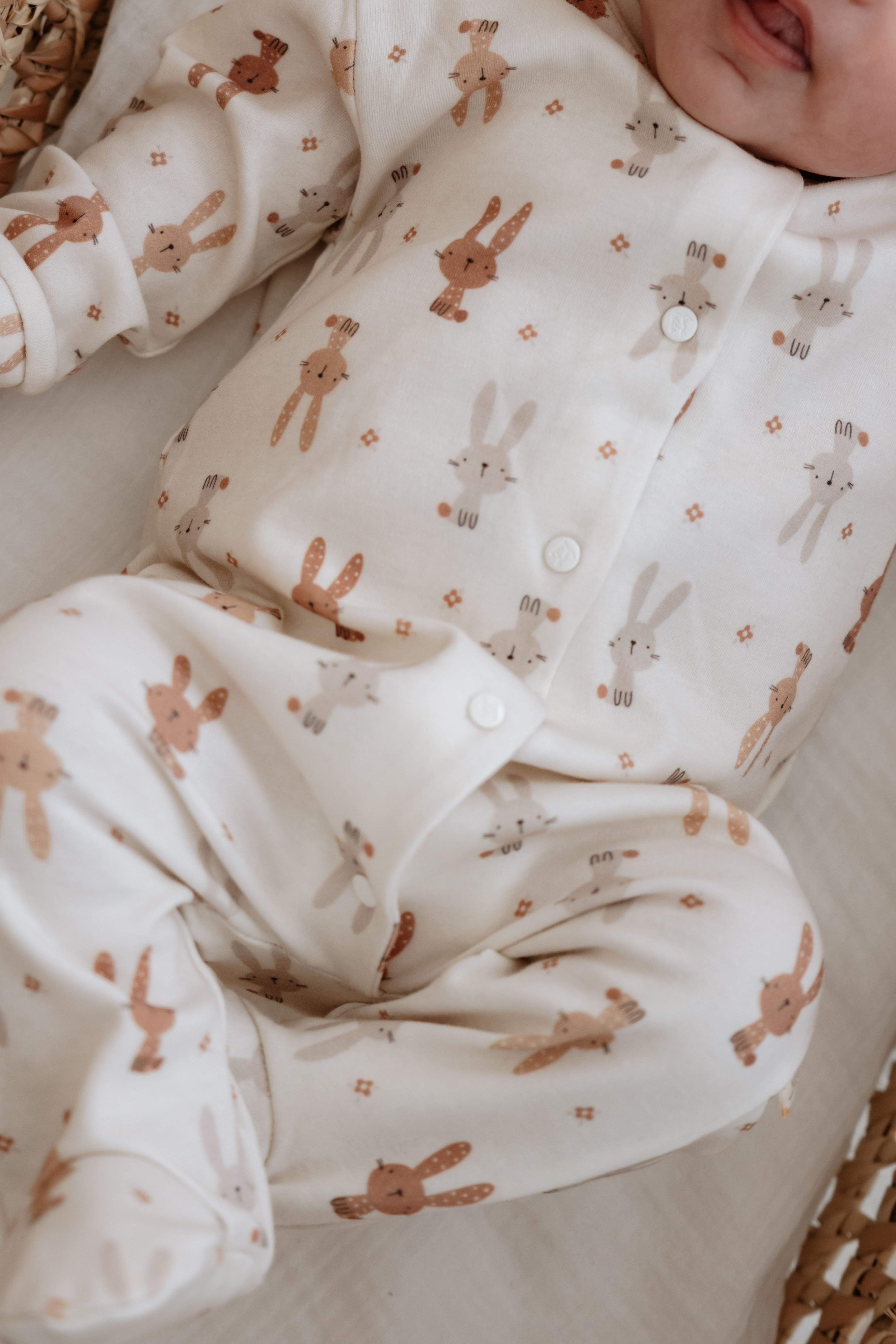 %100 Organik Pamuk Bebek Tulum - Bunnies