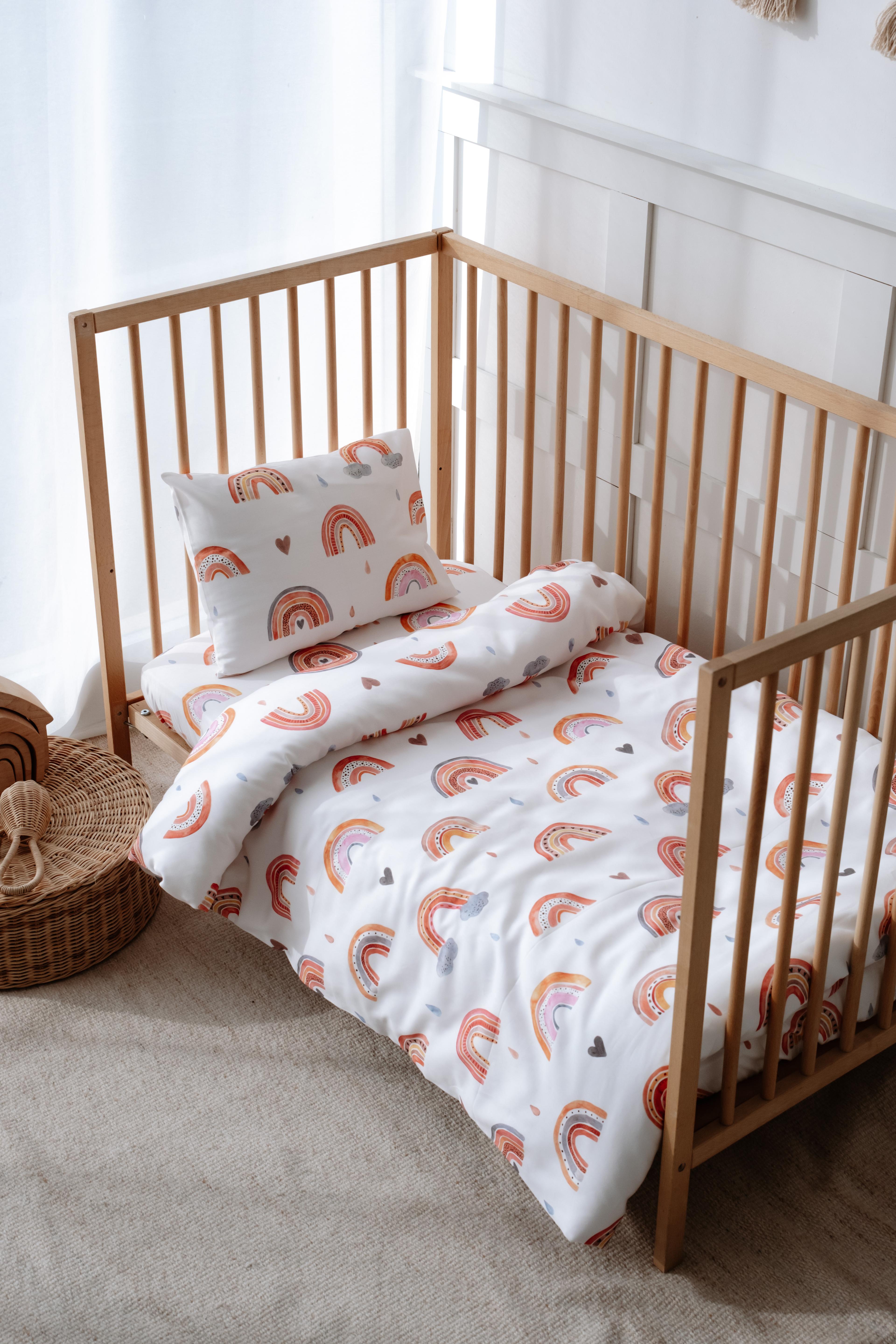 WatercolorRainbow - Organik Pamuk Saten Bebek Nevresim Seti