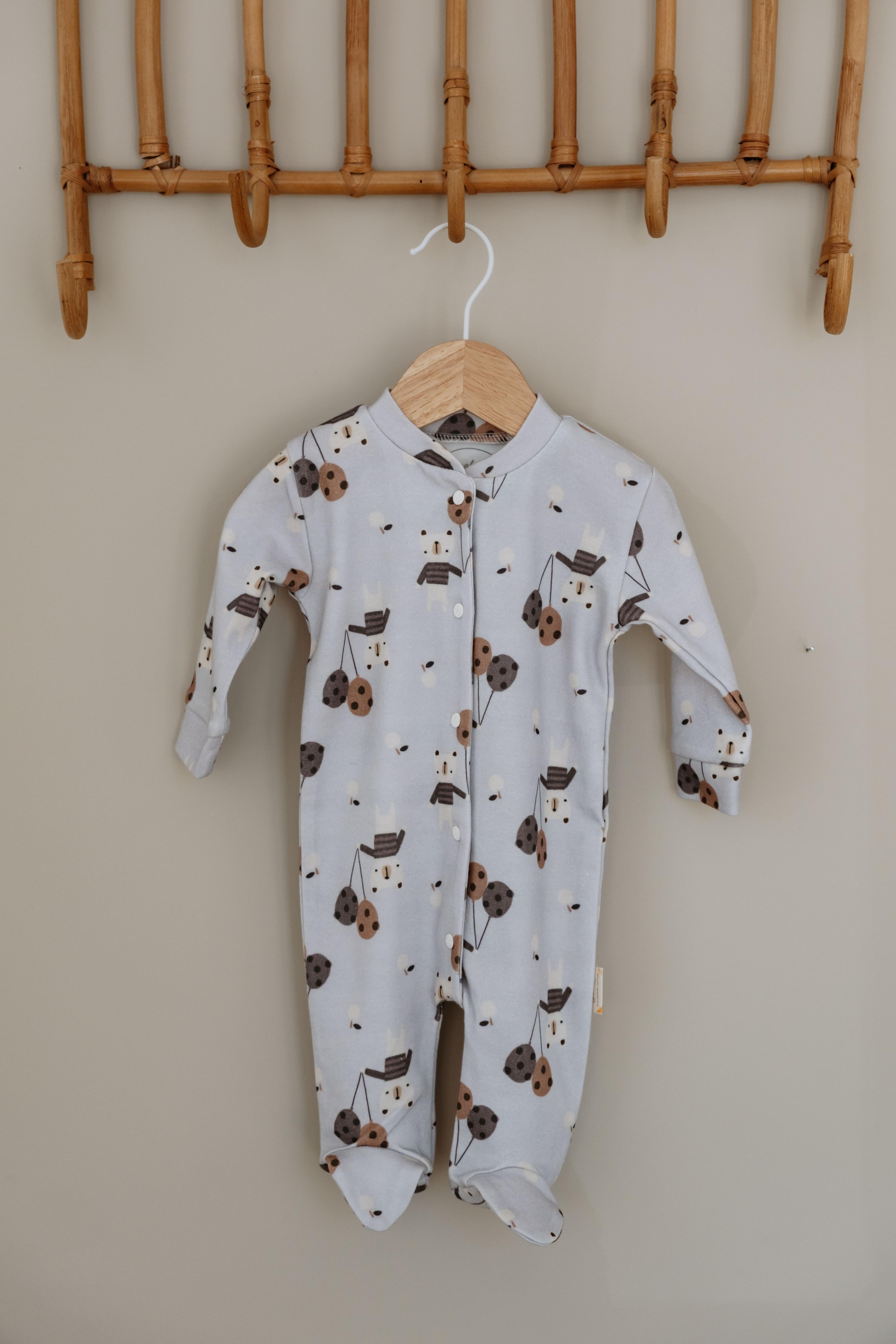 %100 Organik Pamuk Bebek Tulum - Teddy Bear