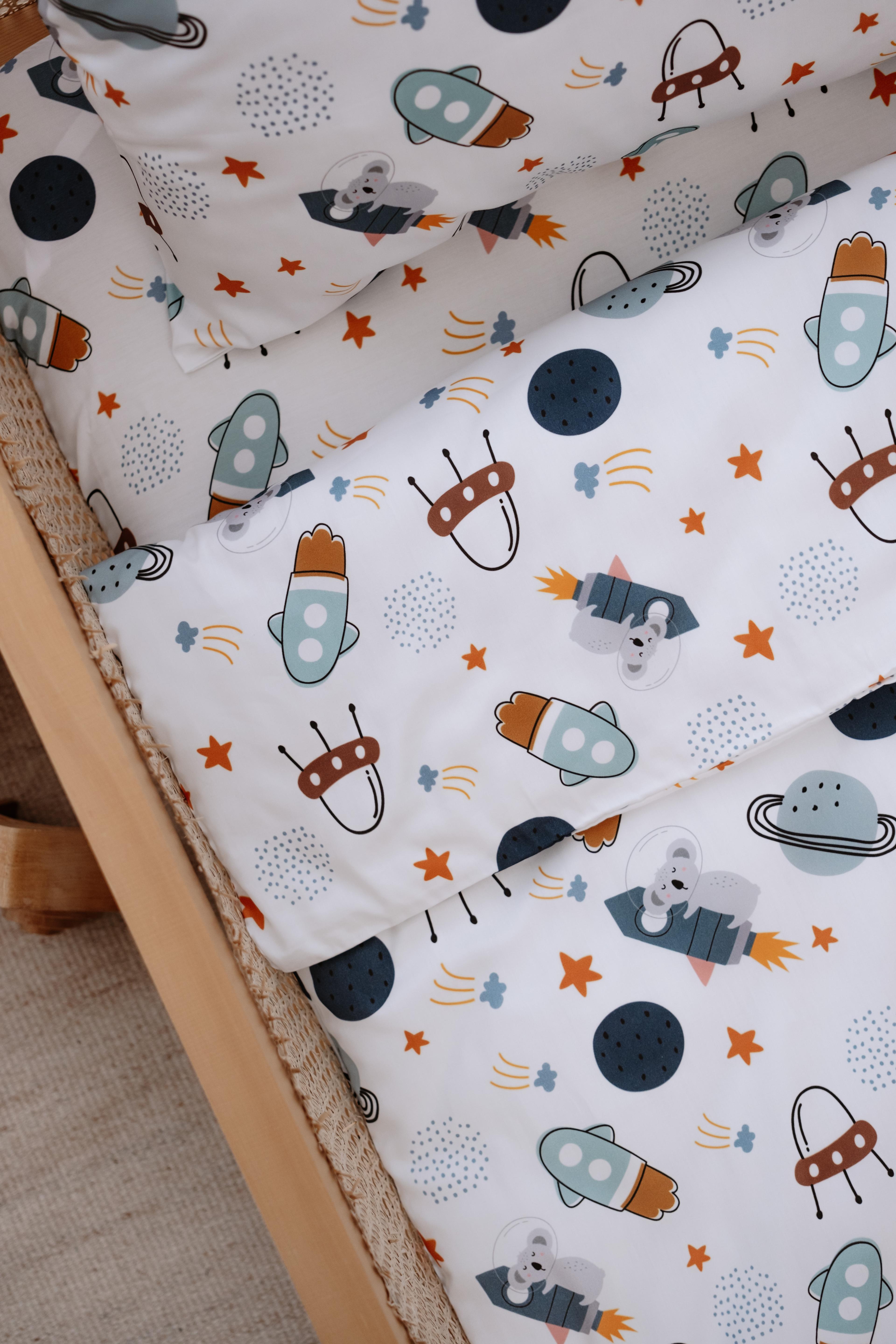 SpaceKoala - Organik Pamuk Saten Montessori Nevresim Seti