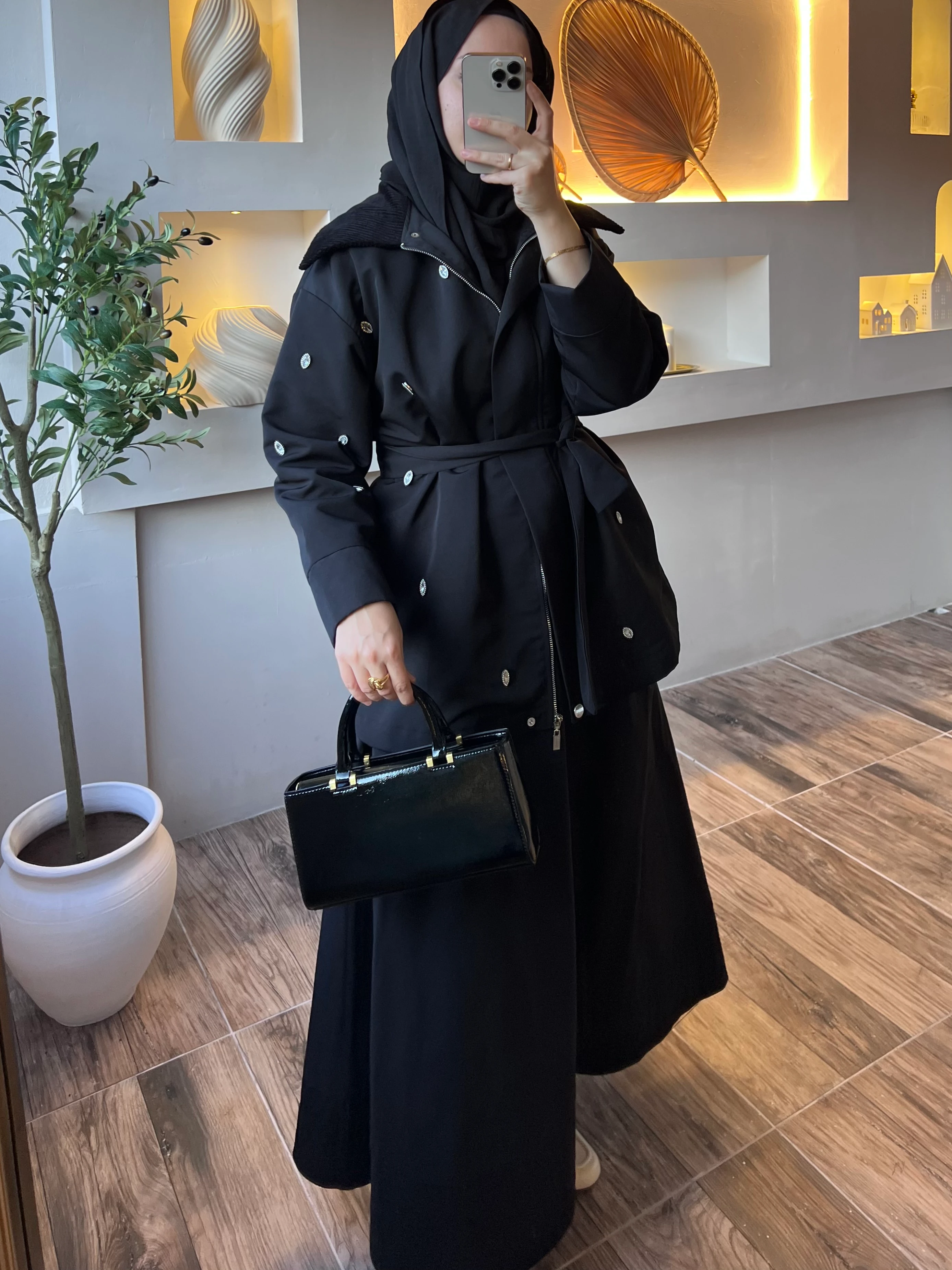 Kadife Yaka Taşlı-TRENÇKOT