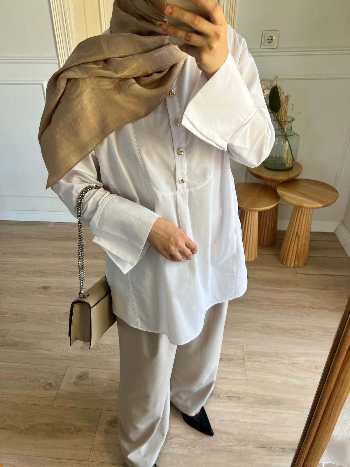 KADRİYE BAŞTÜRK GÖMLEK - BEYAZ