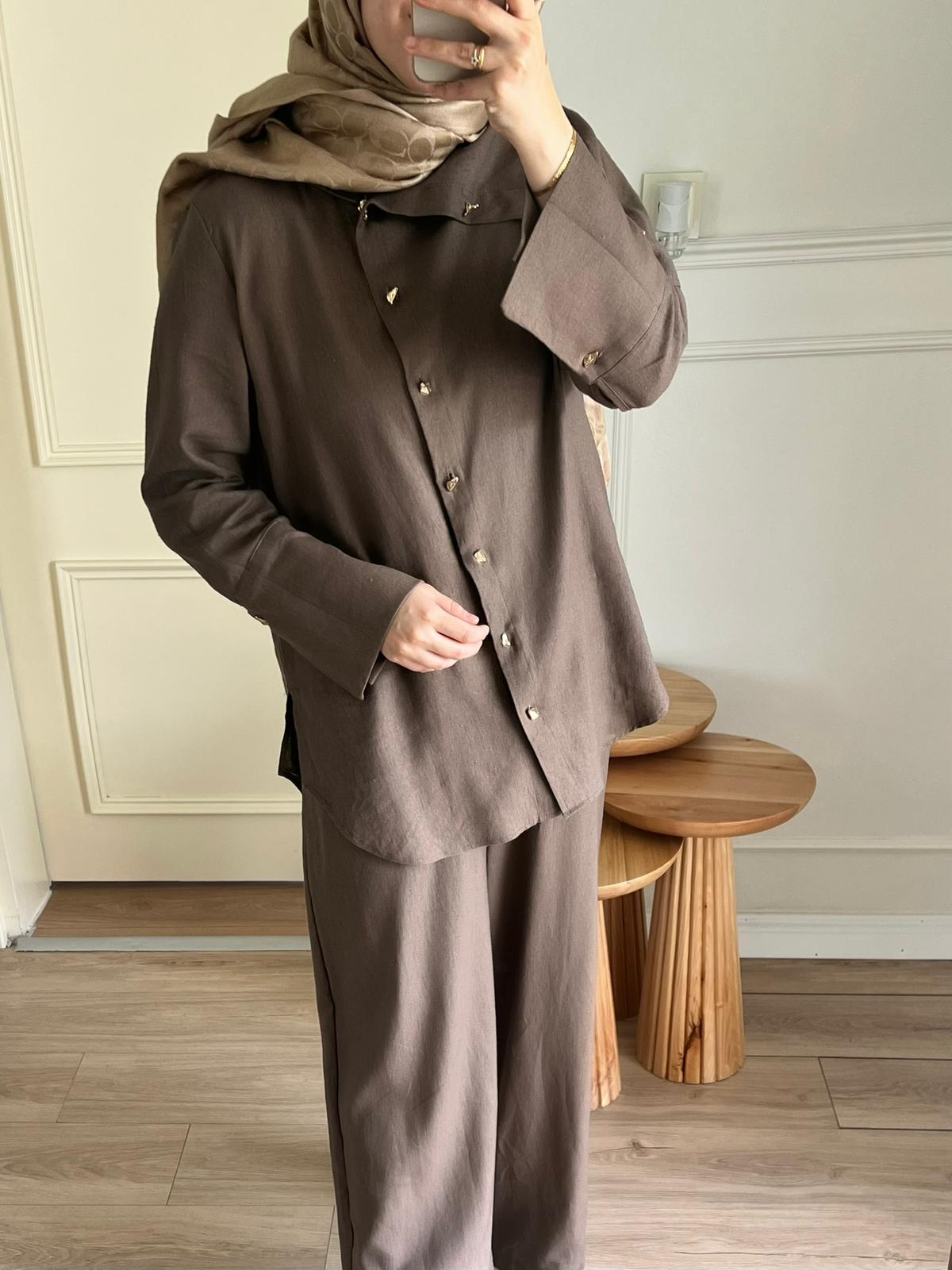 KETEN PELERİN YAKA TAKIM