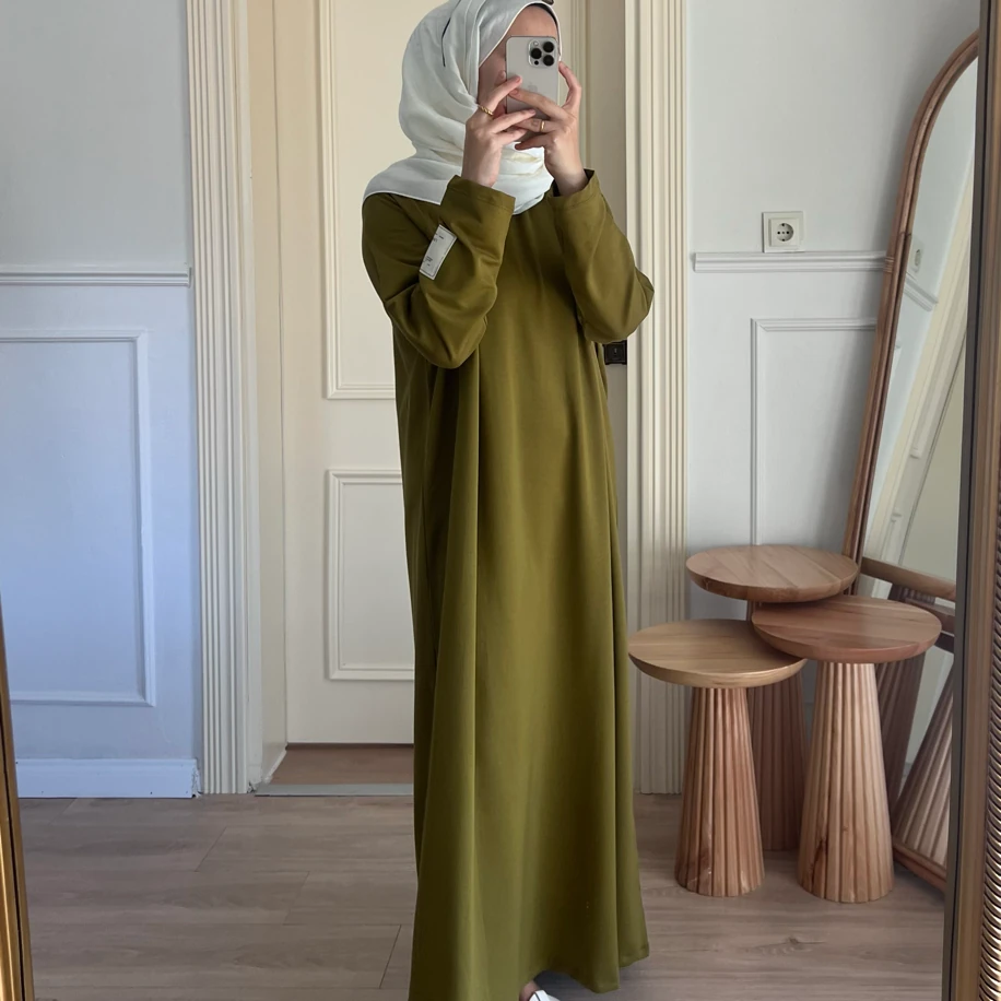 Basic elbise YAĞ YEŞİLİ